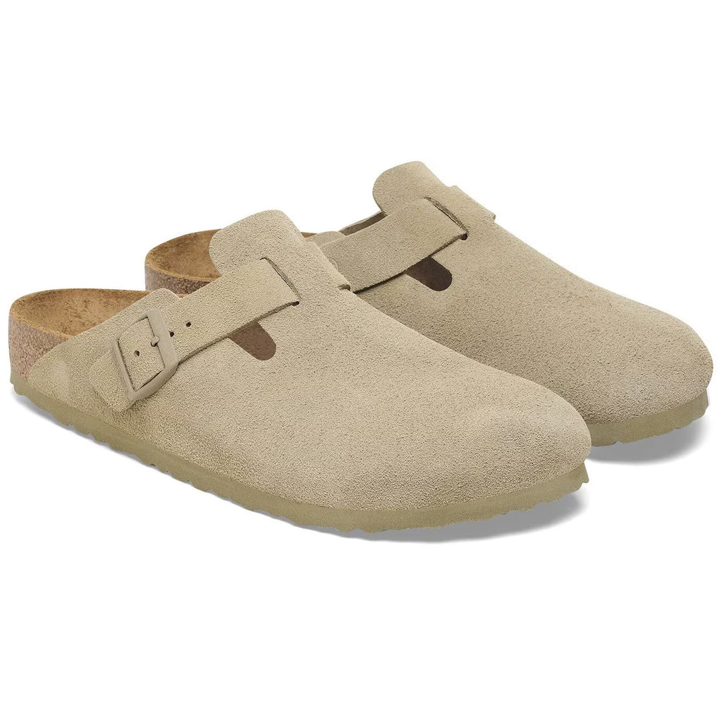 Birkenstock Womens Boston Suede Leather - Faded Khaki