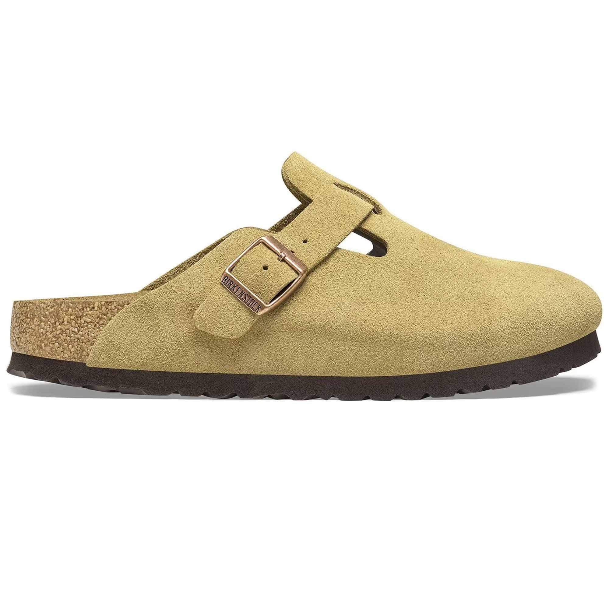 Birkenstock Womens Boston Suede Leather - Latte Cream