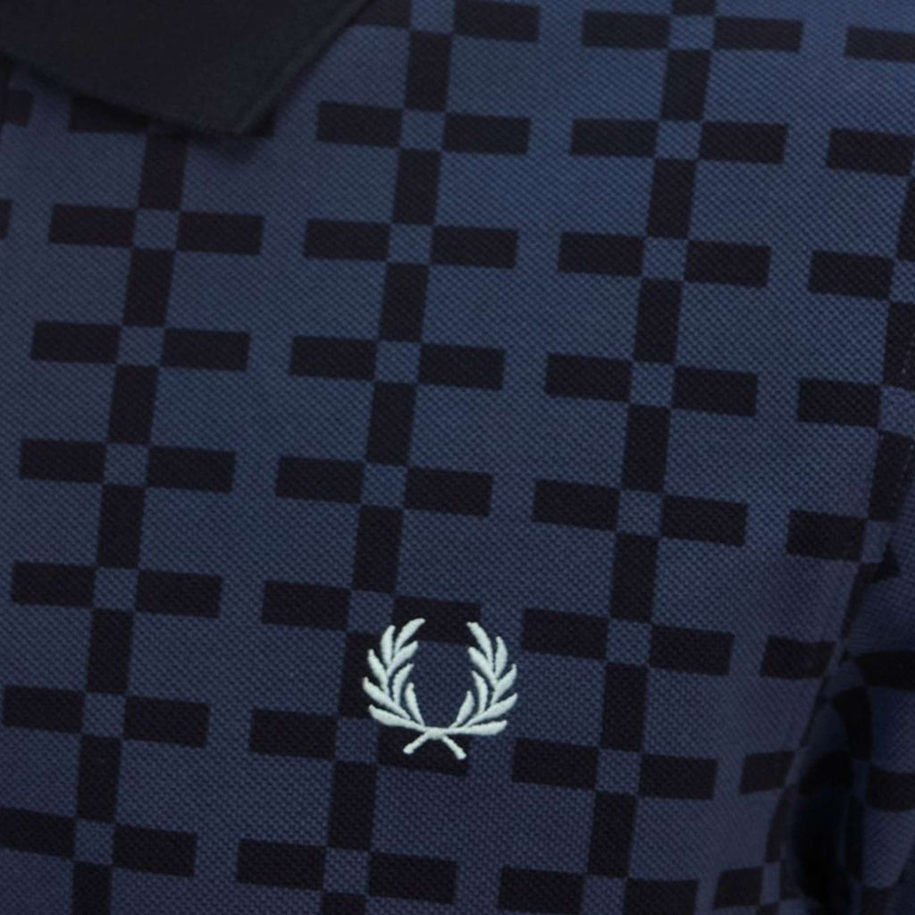 Fred Perry Jacquard Print Polo Shirt - Tennis Blue