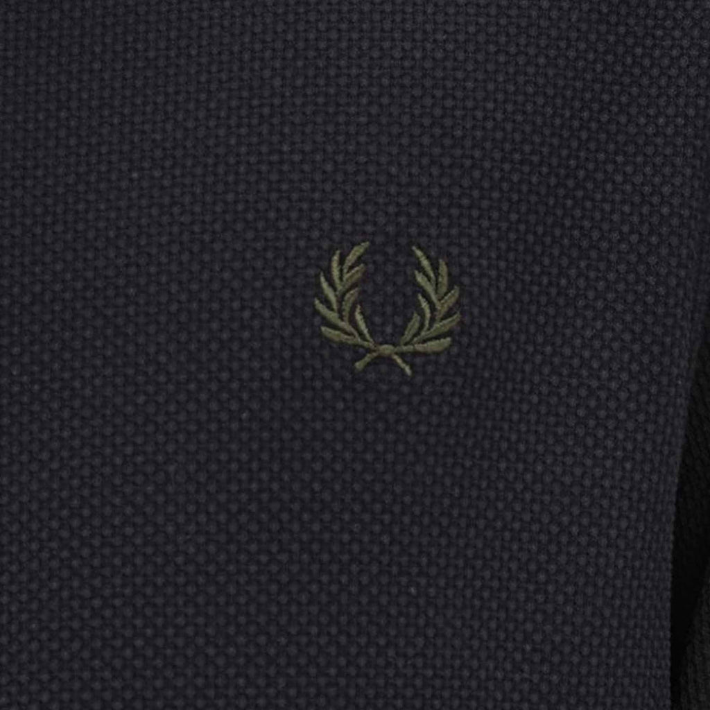 Fred Perry Textured Zip Neck Polo Shirt - Black