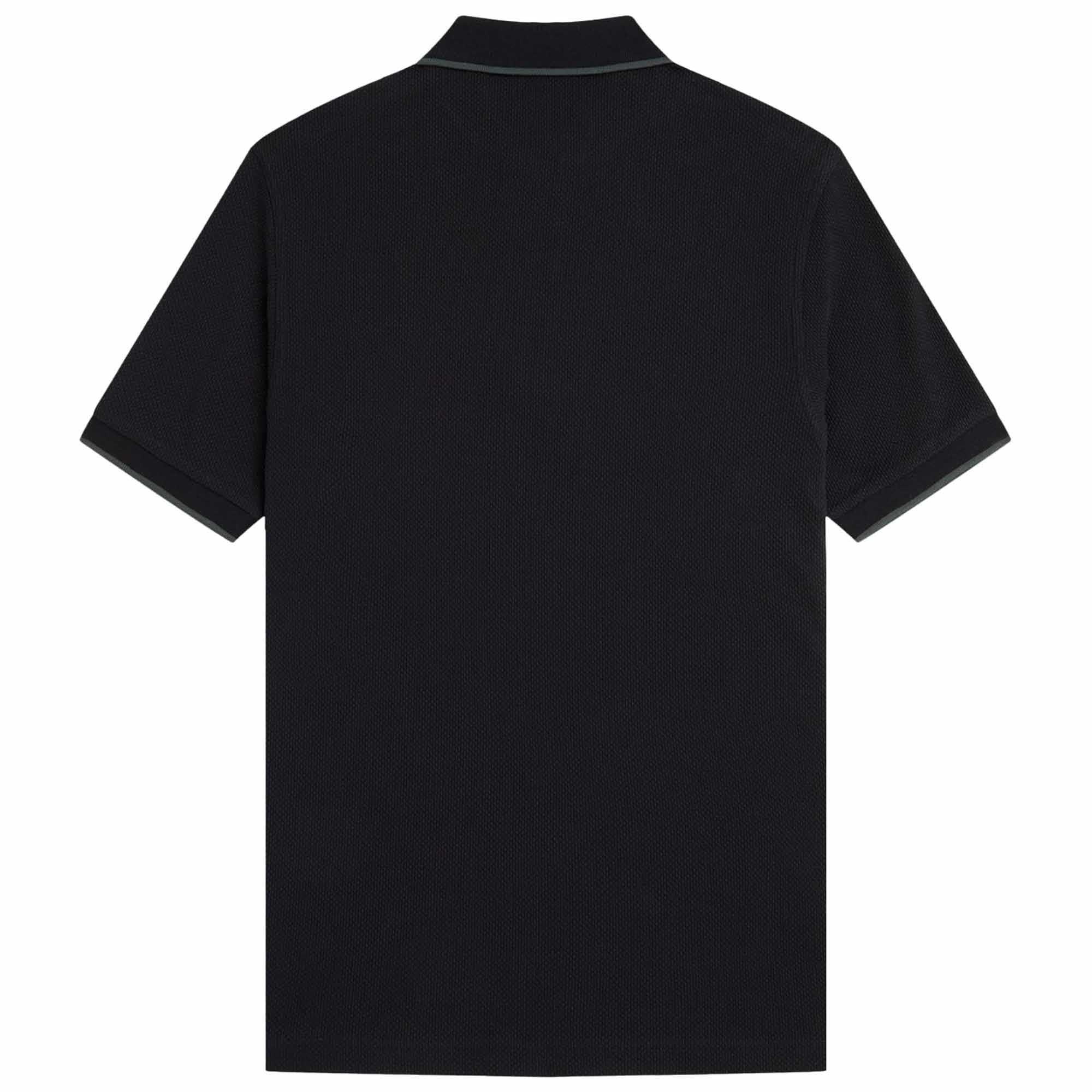 Fred Perry Textured Zip Neck Polo Shirt - Black