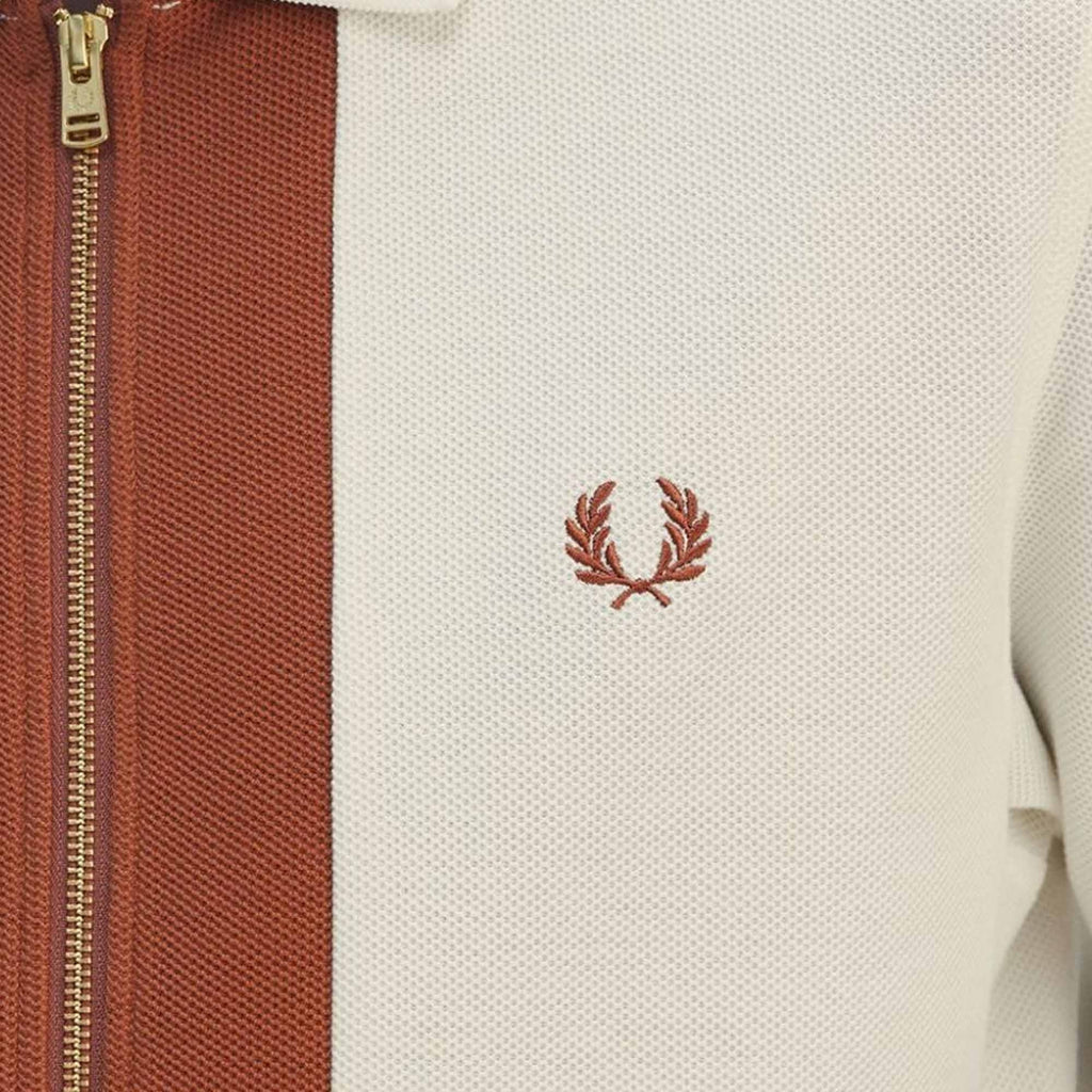 Fred Perry Textured Zip Neck Polo Shirt - Light Ecru
