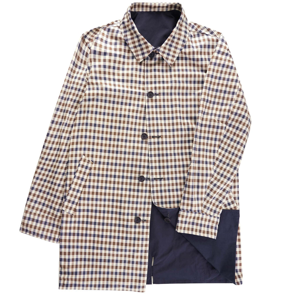 Aquascutum Iconic Reversible Check Trench - Navy