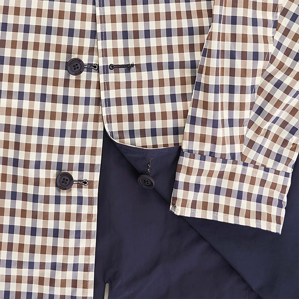 Aquascutum Iconic Reversible Check Trench - Navy