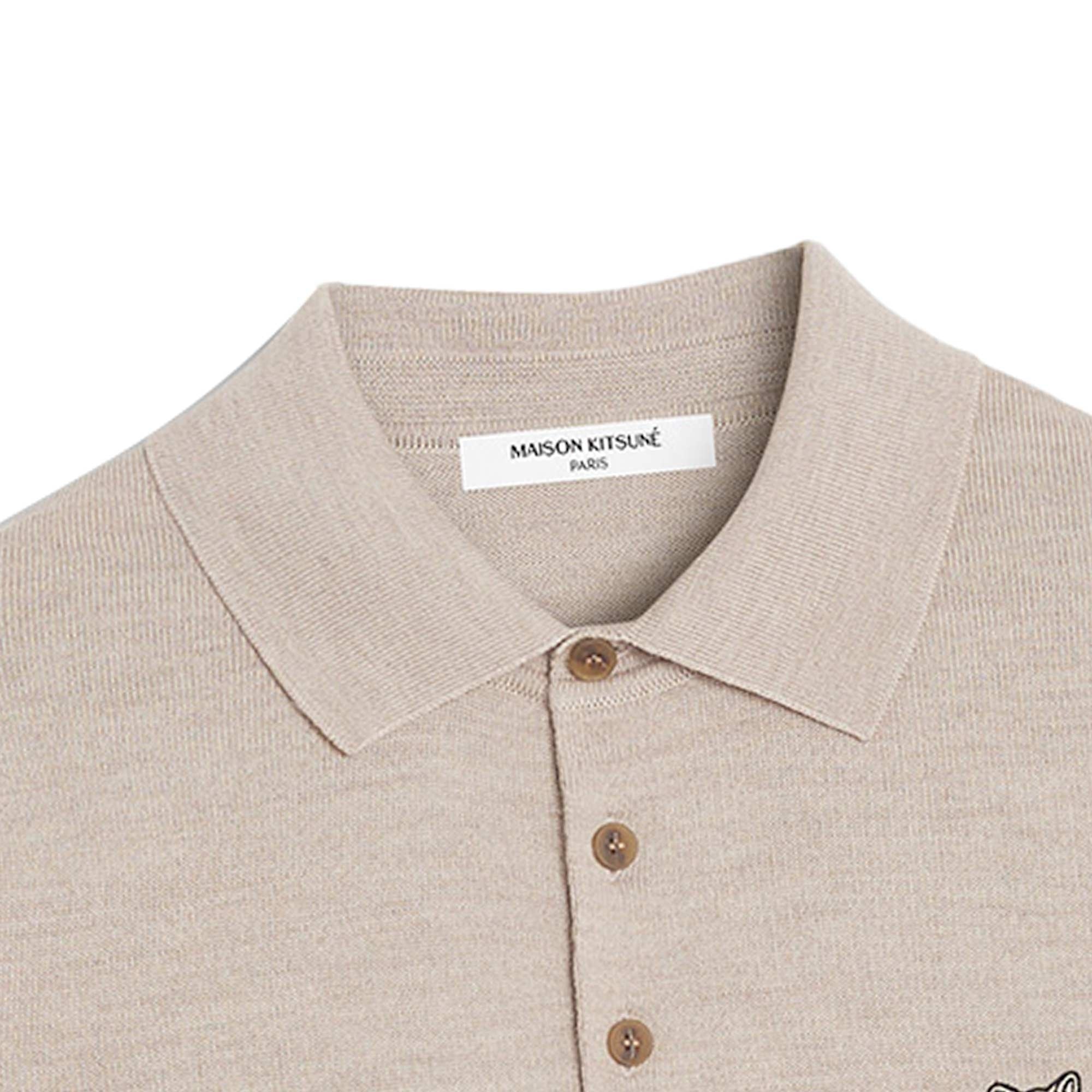 Maison Kitsune Bold Fox Head Knitted Polo Jumper - Marble