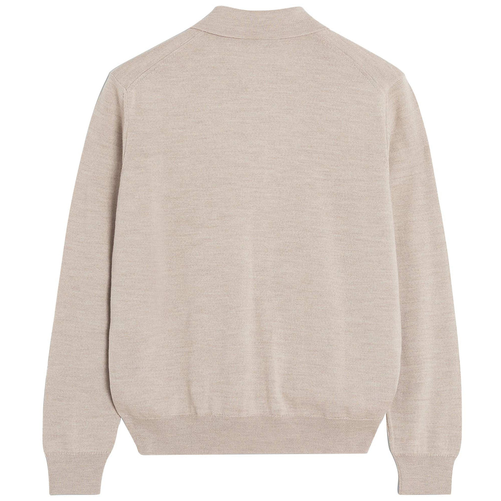 Maison Kitsune Bold Fox Head Knitted Polo Jumper - Marble