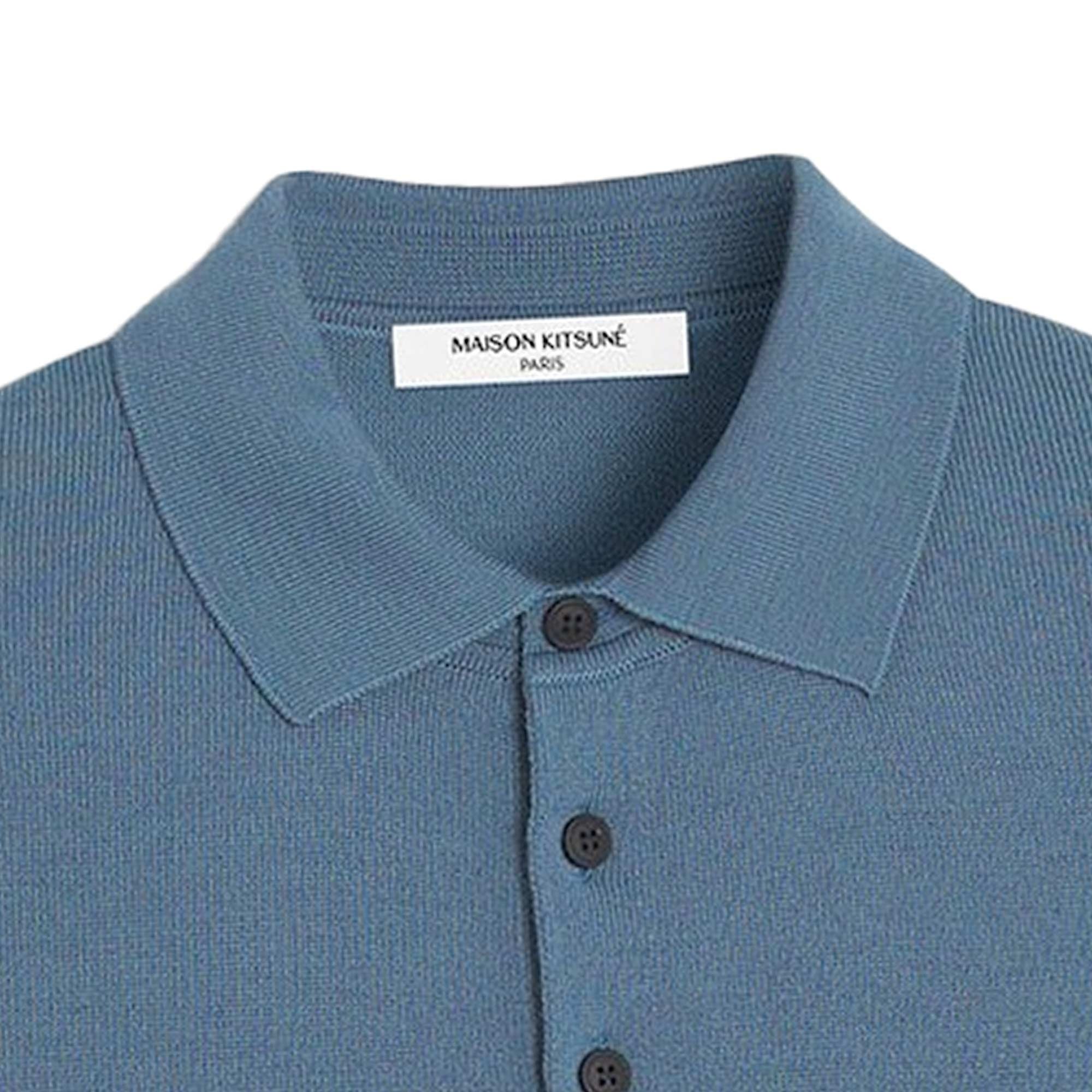 Maison Kitsune Bold Fox Head Knitted Polo Jumper - Breton Blue