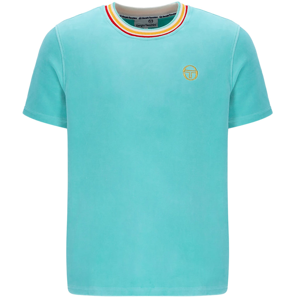 Sergio Tacchini Slice Velour T-Shirt - Pool Blue