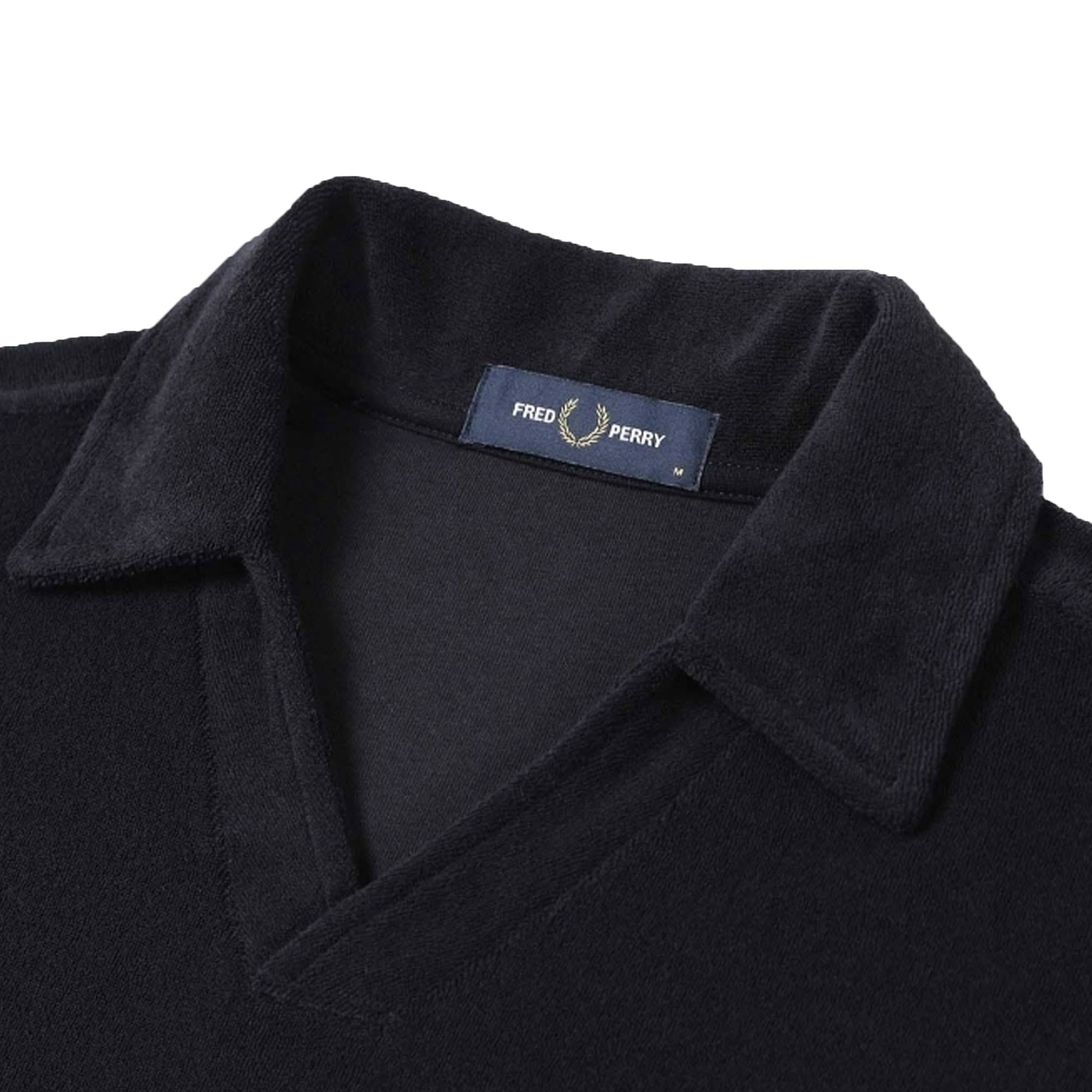 Fred Perry Open Collar Towelling Polo Shirt - Navy