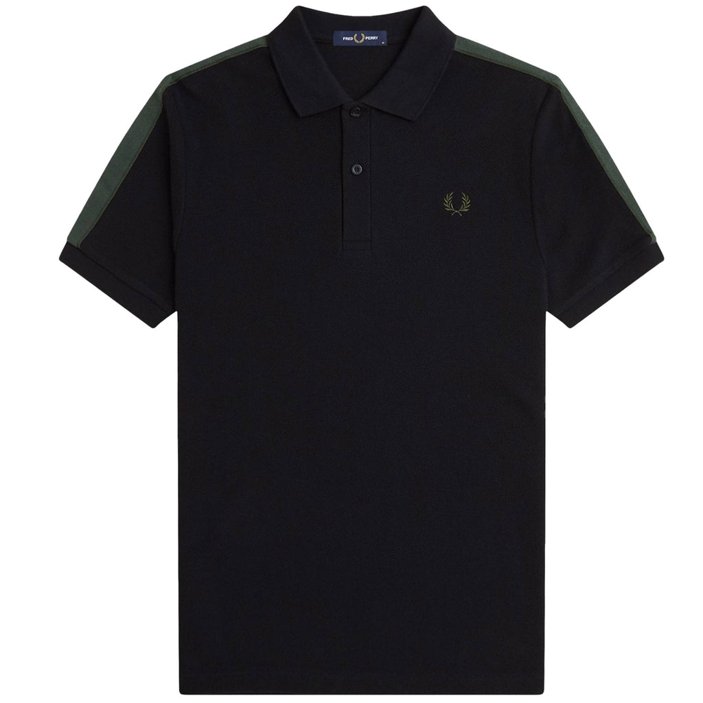 Fred Perry Towelling Tape Polo Shirt - Black