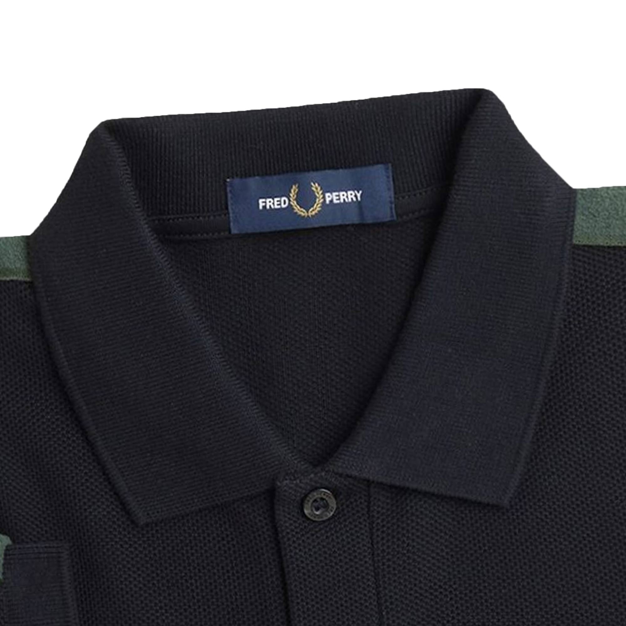 Fred Perry Towelling Tape Polo Shirt - Black