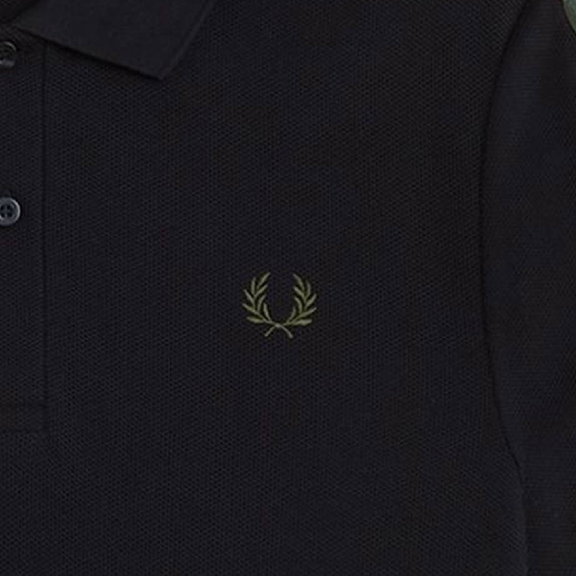 Fred Perry Towelling Tape Polo Shirt - Black