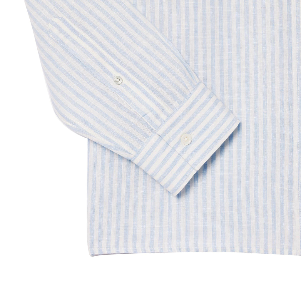 Lacoste Regular Fit Striped Linen Shirt - Blue