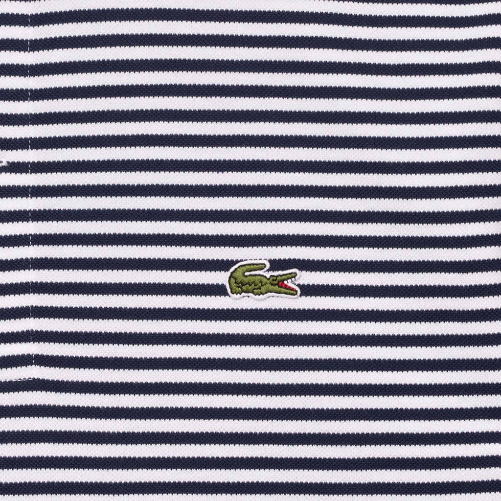 Lacoste Classic Fit Striped Pique Polo Shirt - Navy Blue