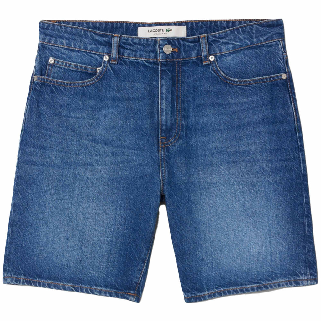 Lacoste Straight Fit Denim Bermuda Shorts - Blue