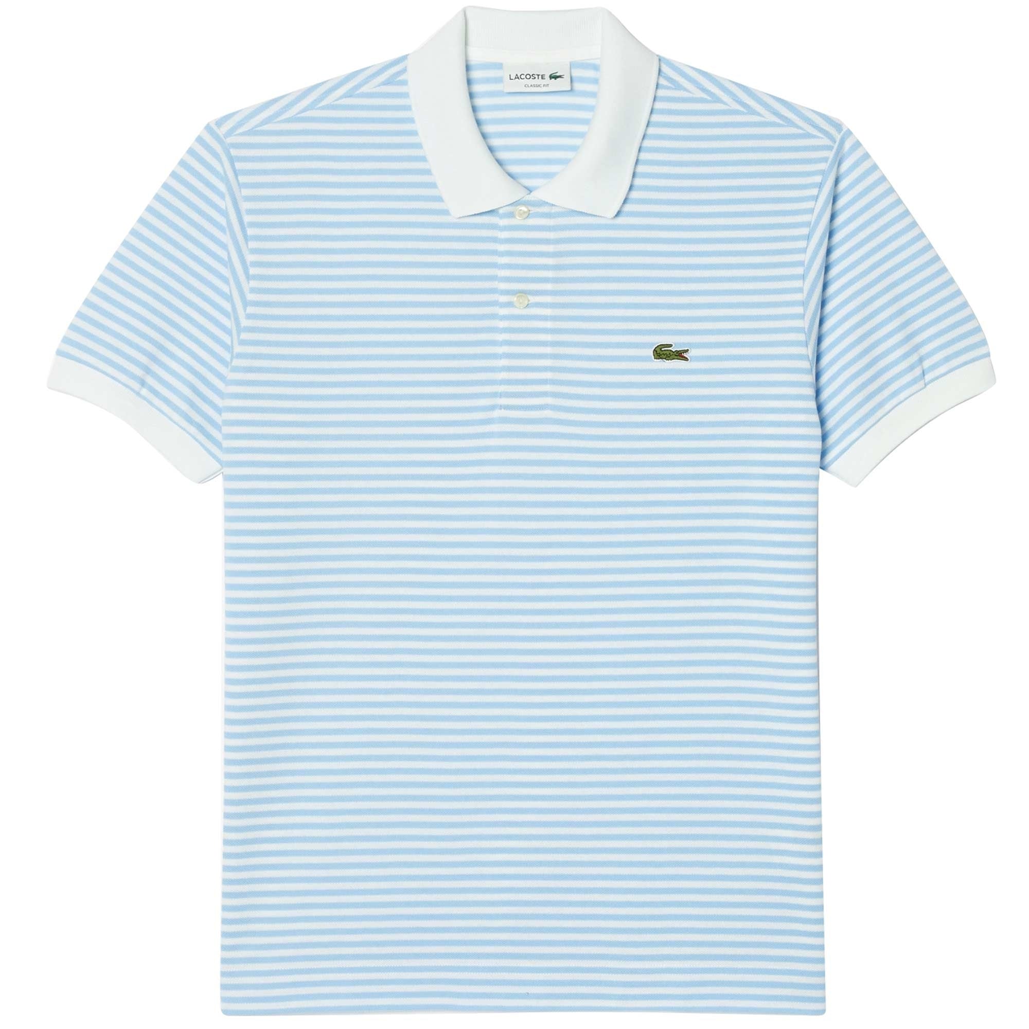 Lacoste Classic Fit Striped Pique Polo Shirt - Blue