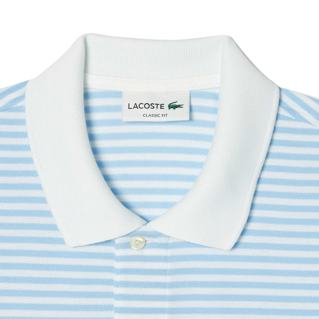 Lacoste Classic Fit Striped Pique Polo Shirt - Blue