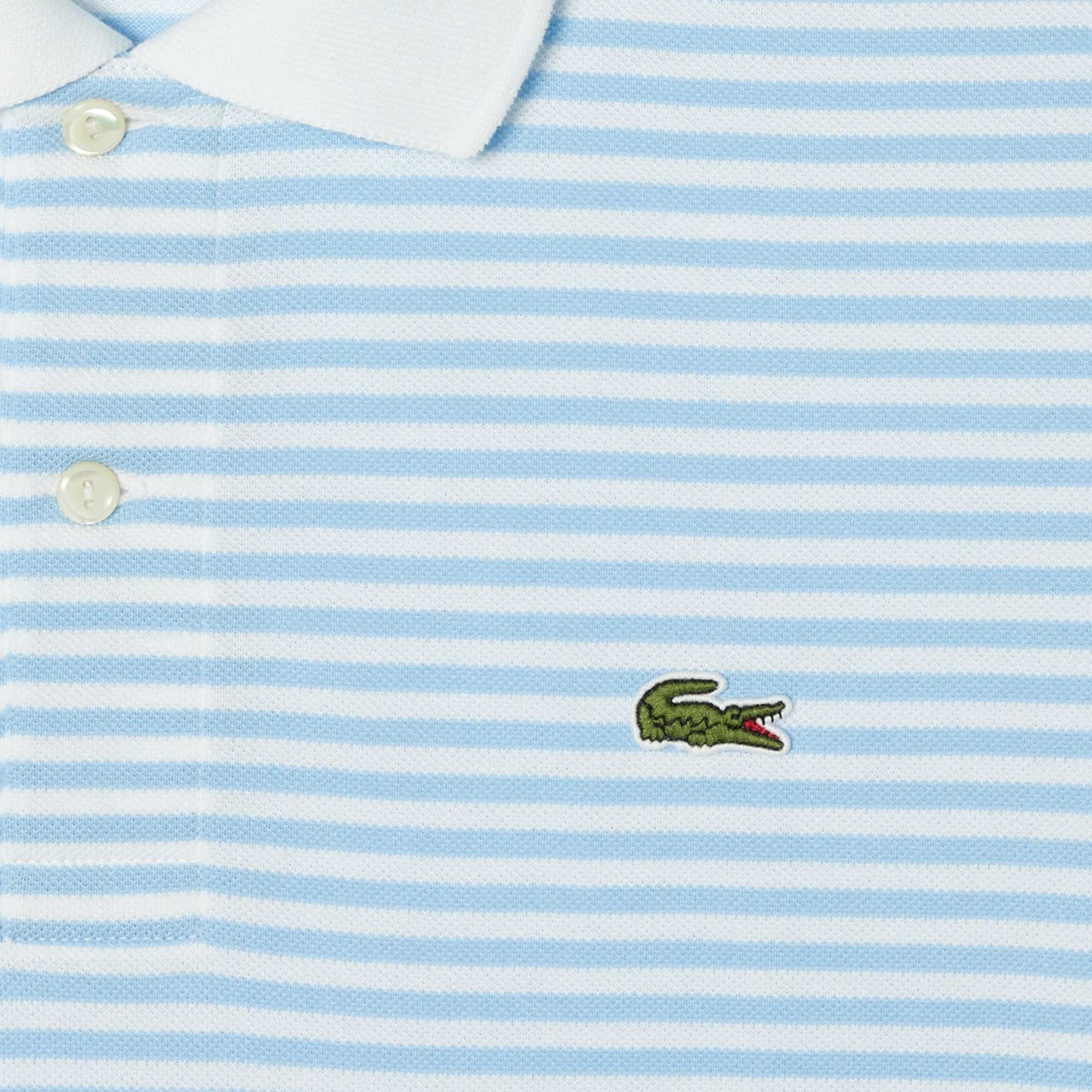 Lacoste Classic Fit Striped Pique Polo Shirt - Blue