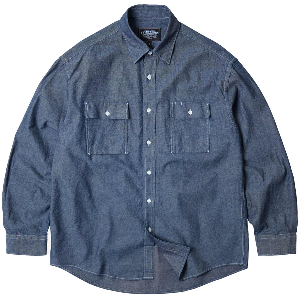 FrizmWORKS Cigarette Pocket Chambray Shirt - Indigo