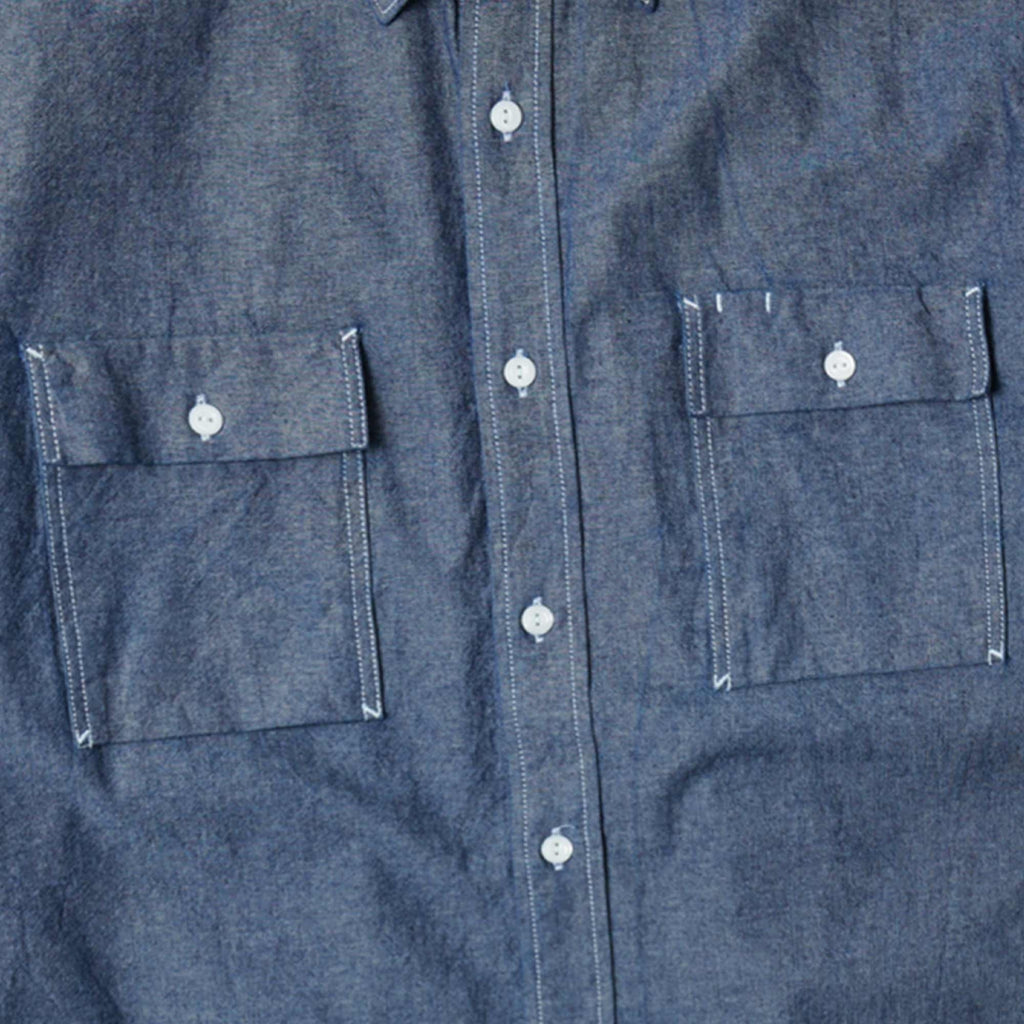 FrizmWORKS Cigarette Pocket Chambray Shirt - Indigo