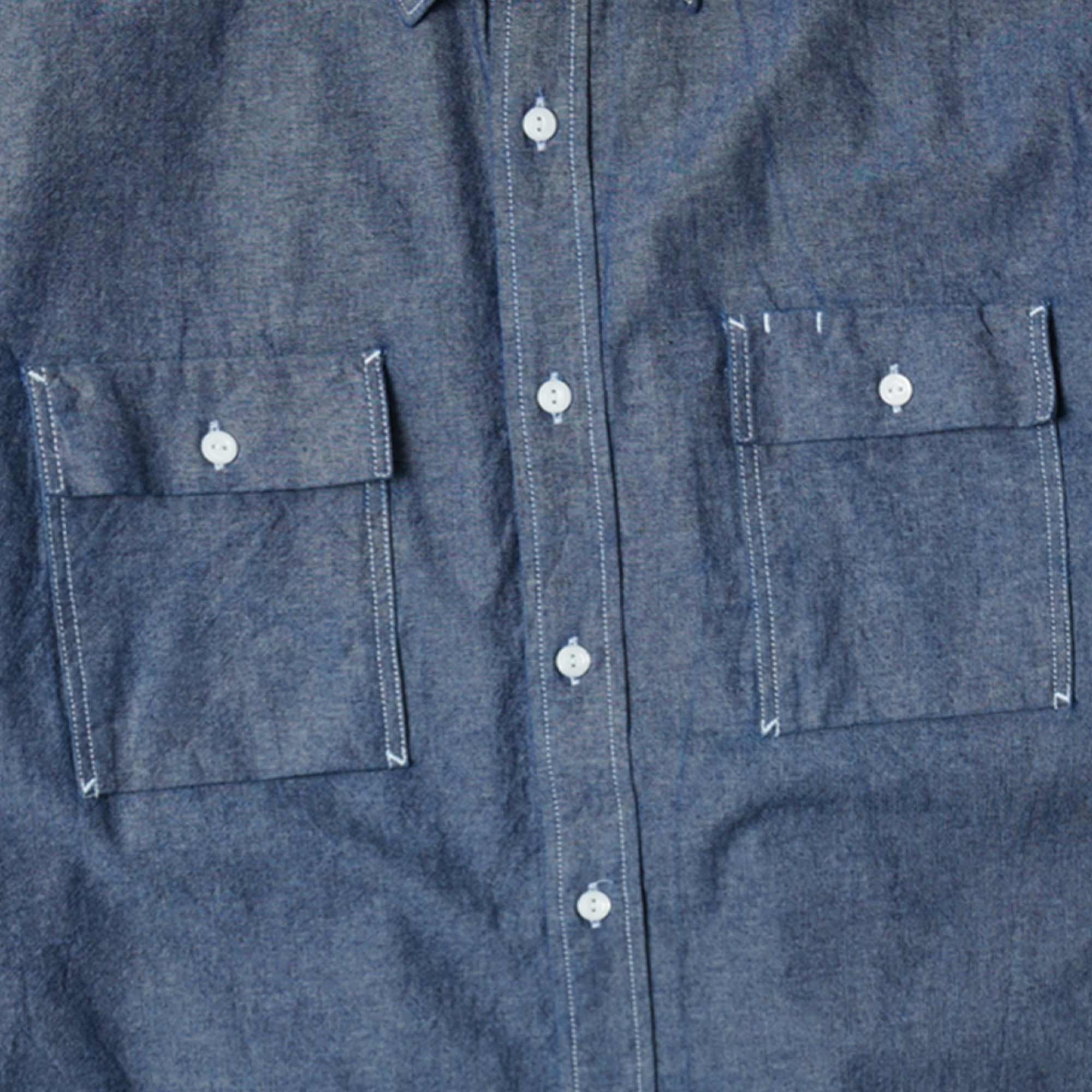 FrizmWORKS Cigarette Pocket Chambray Shirt - Indigo