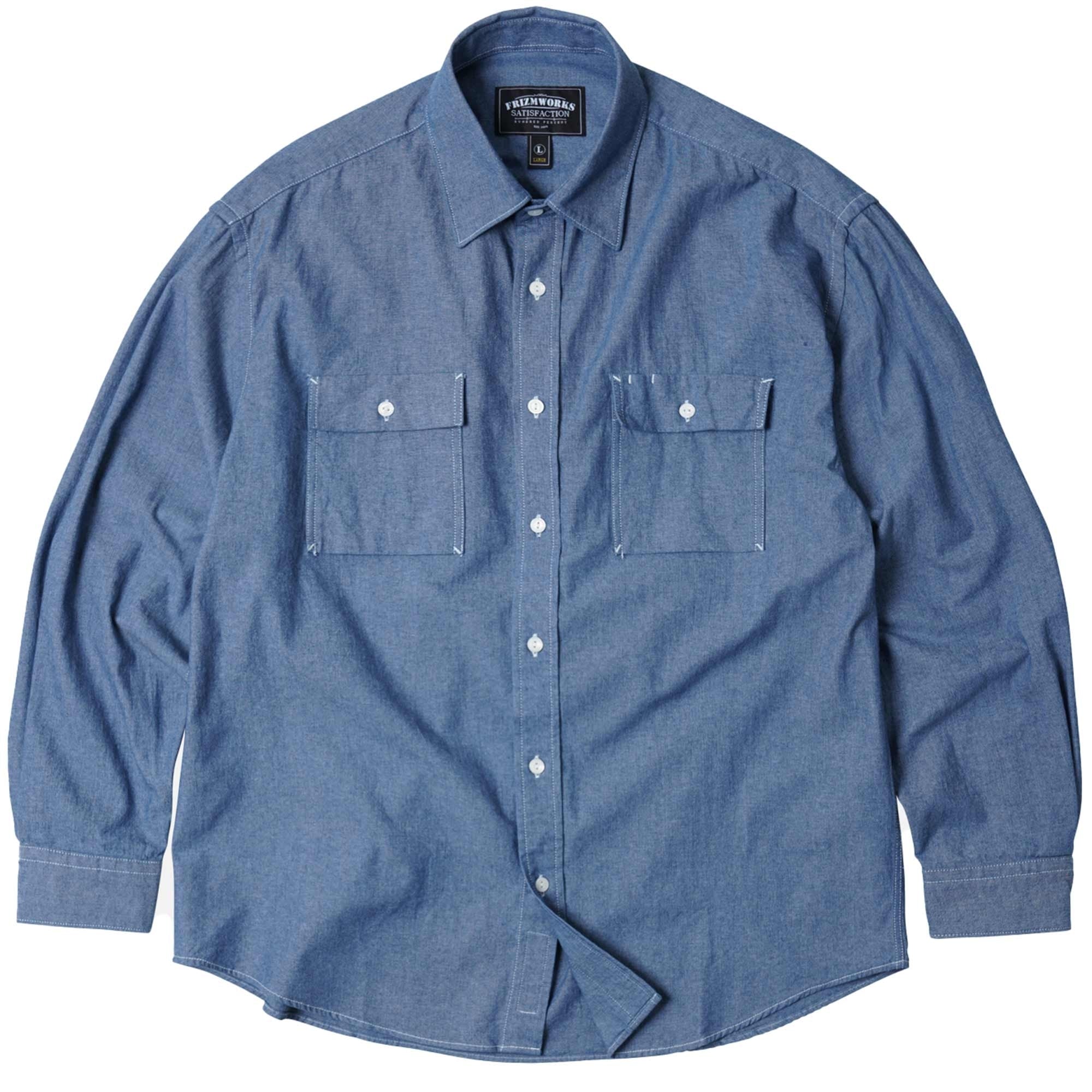 FrizmWORKS Cigarette Pocket Chambray Shirt - Blue
