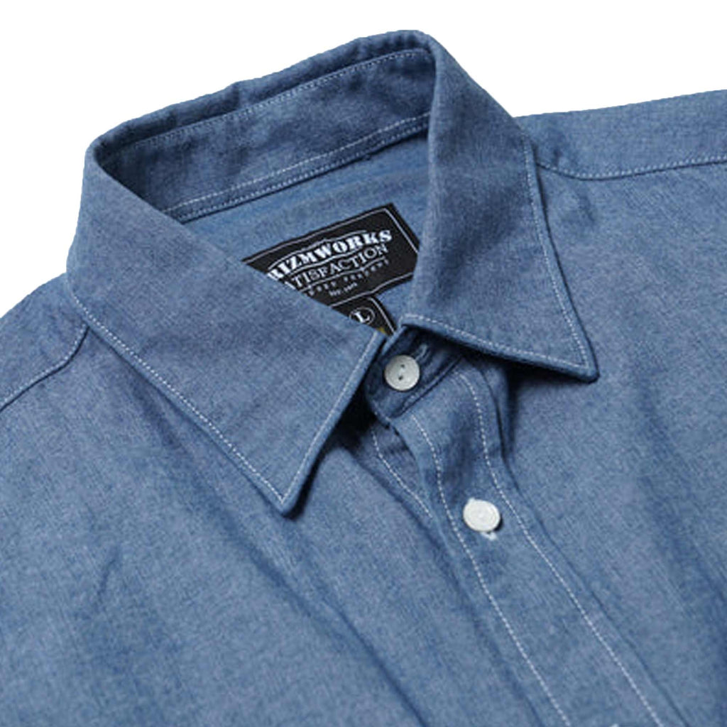 FrizmWORKS Cigarette Pocket Chambray Shirt - Blue