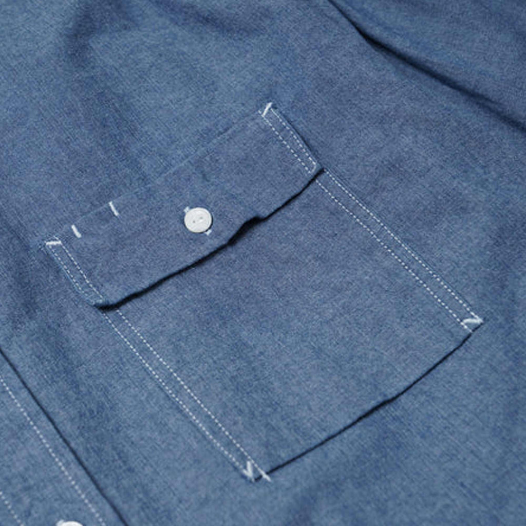 FrizmWORKS Cigarette Pocket Chambray Shirt - Blue
