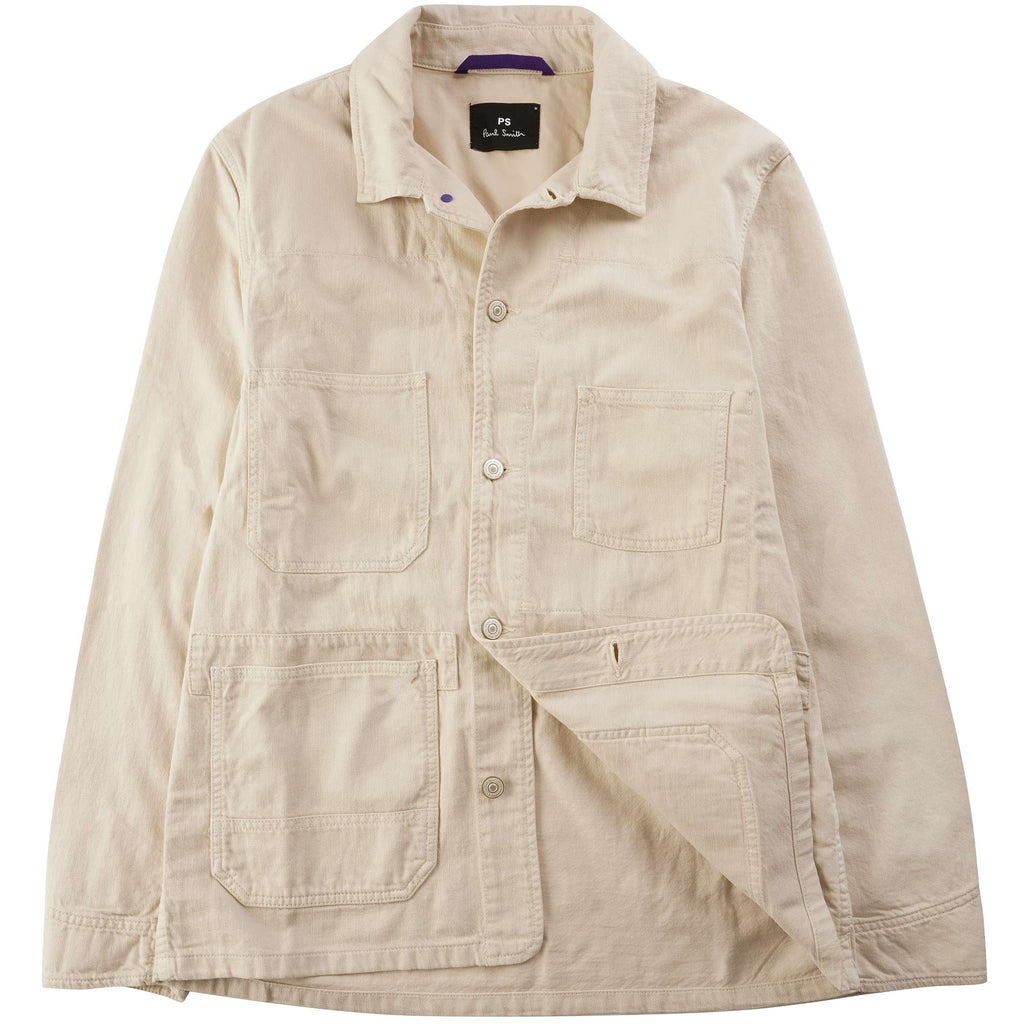 Paul Smith Cotton-Linen 'Broad Stripe Zebra' Work Jacket - Ice White