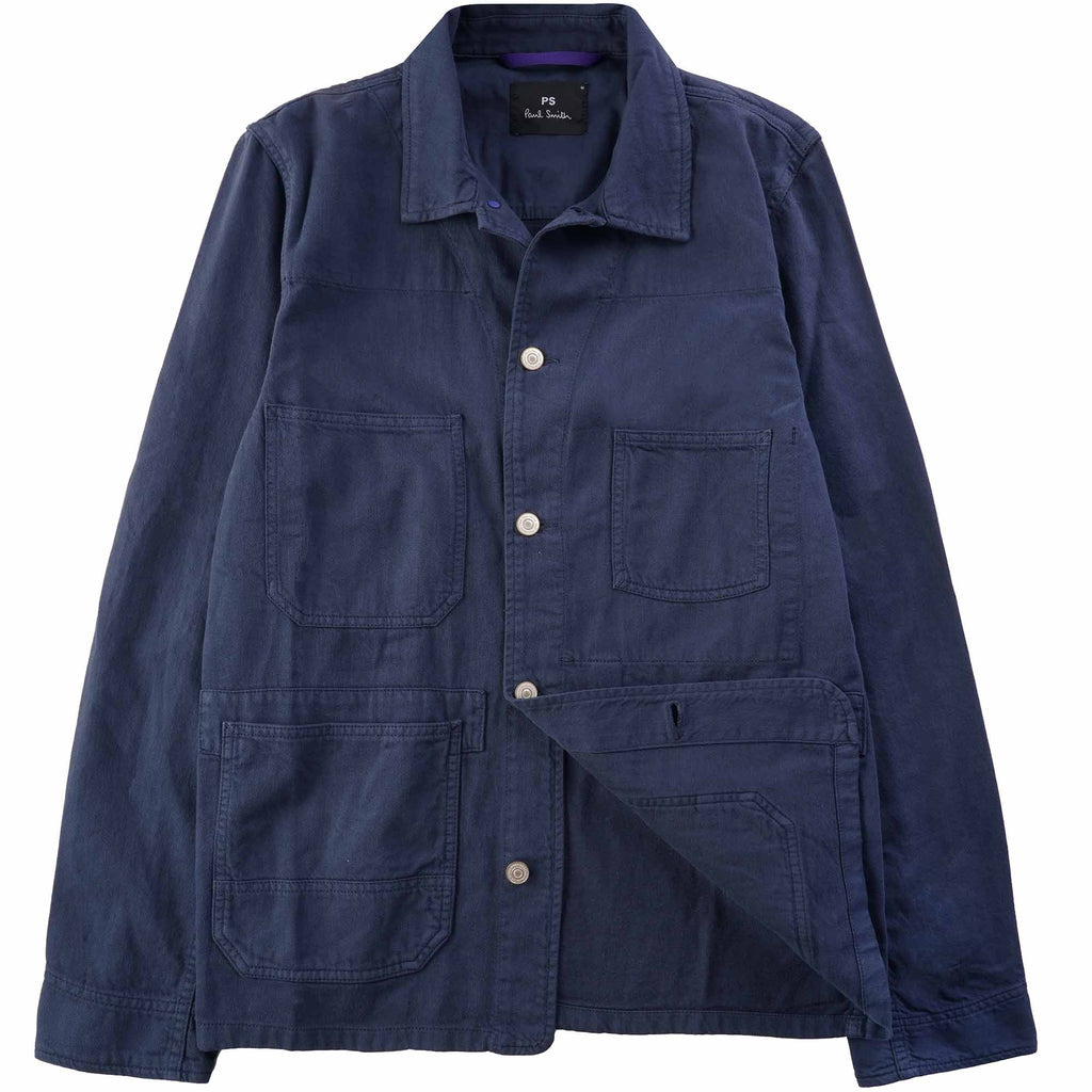 Paul Smith Cotton-Linen 'Broad Stripe Zebra' Work Jacket - Navy