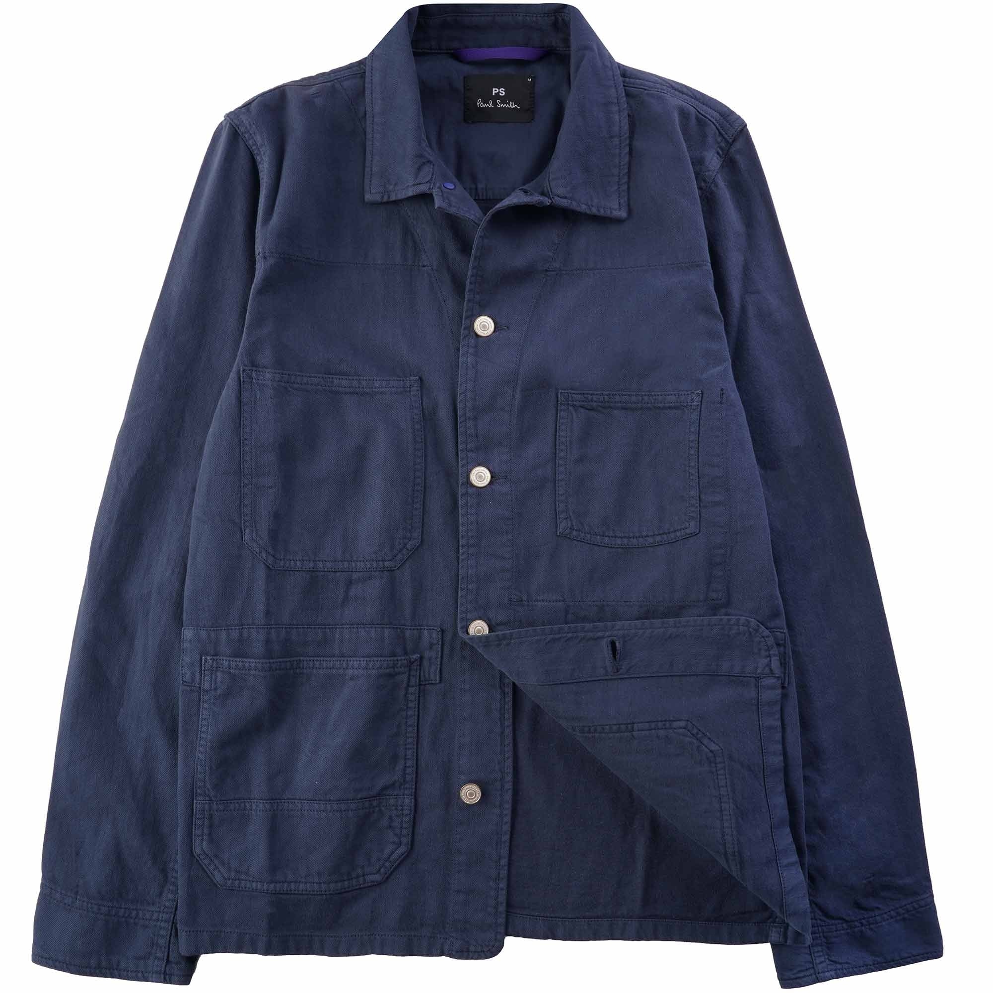 Paul Smith Cotton-Linen 'Broad Stripe Zebra' Work Jacket - Navy
