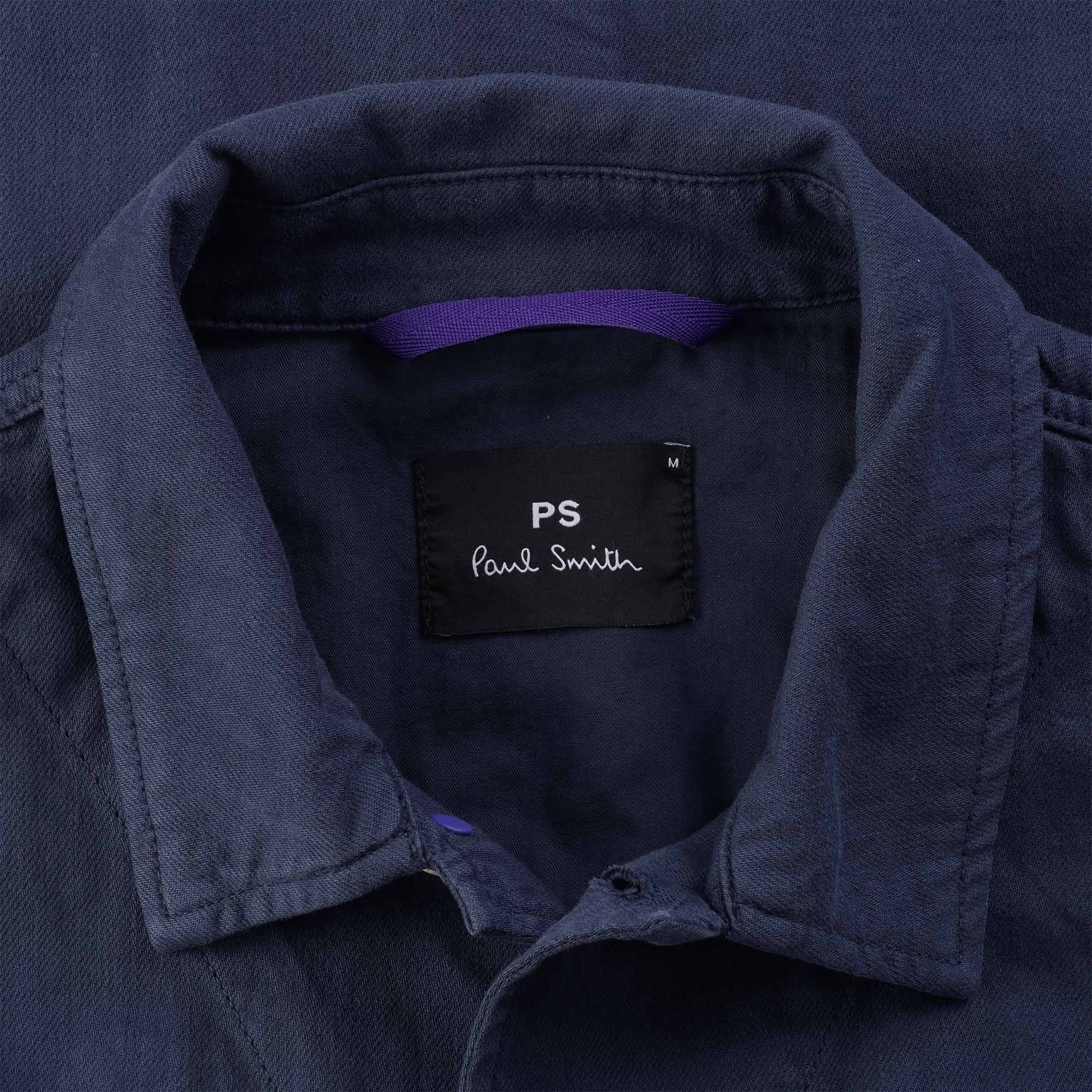 Paul Smith Cotton-Linen 'Broad Stripe Zebra' Work Jacket - Navy