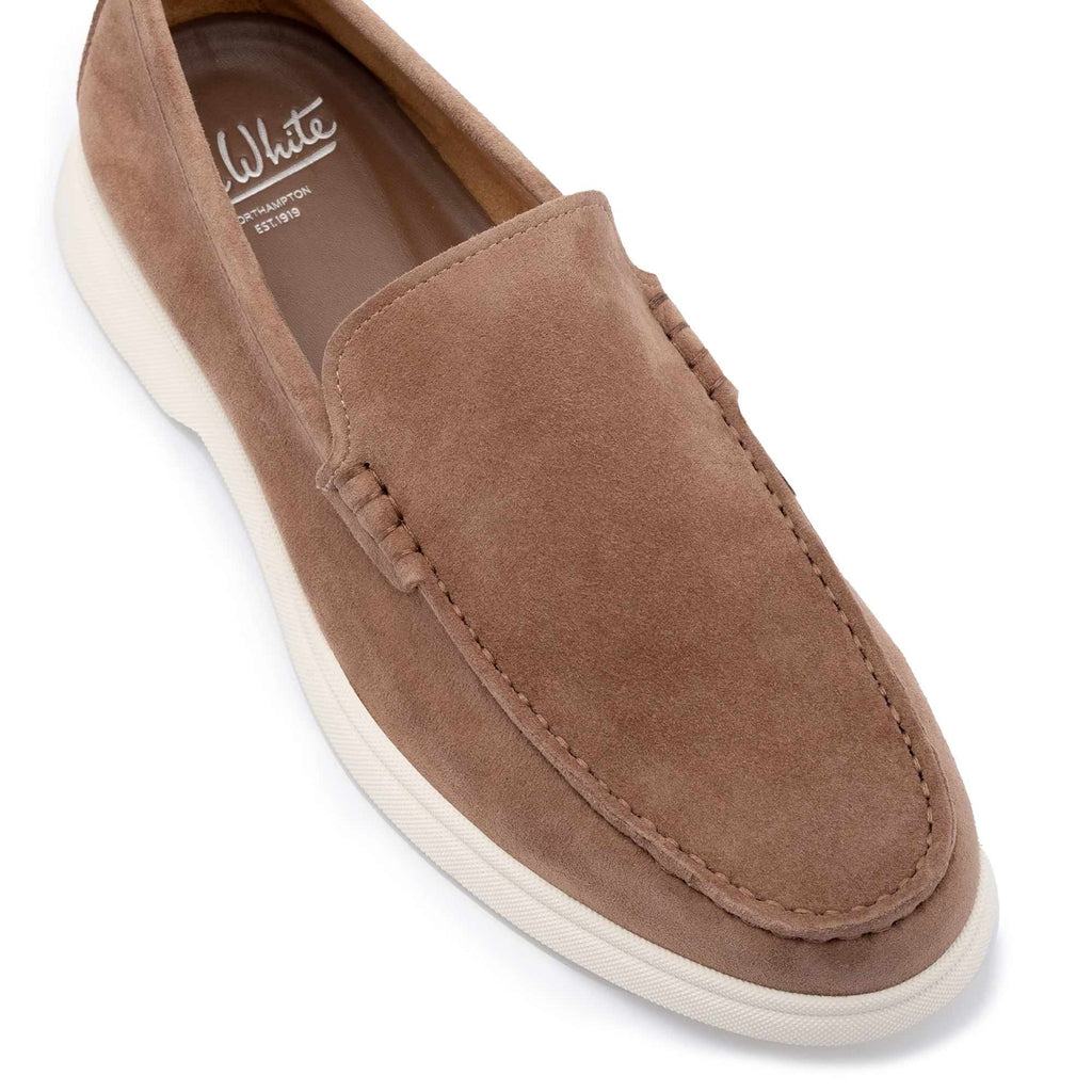 John White Ethan Plain Calf Suede Loafer - Brown