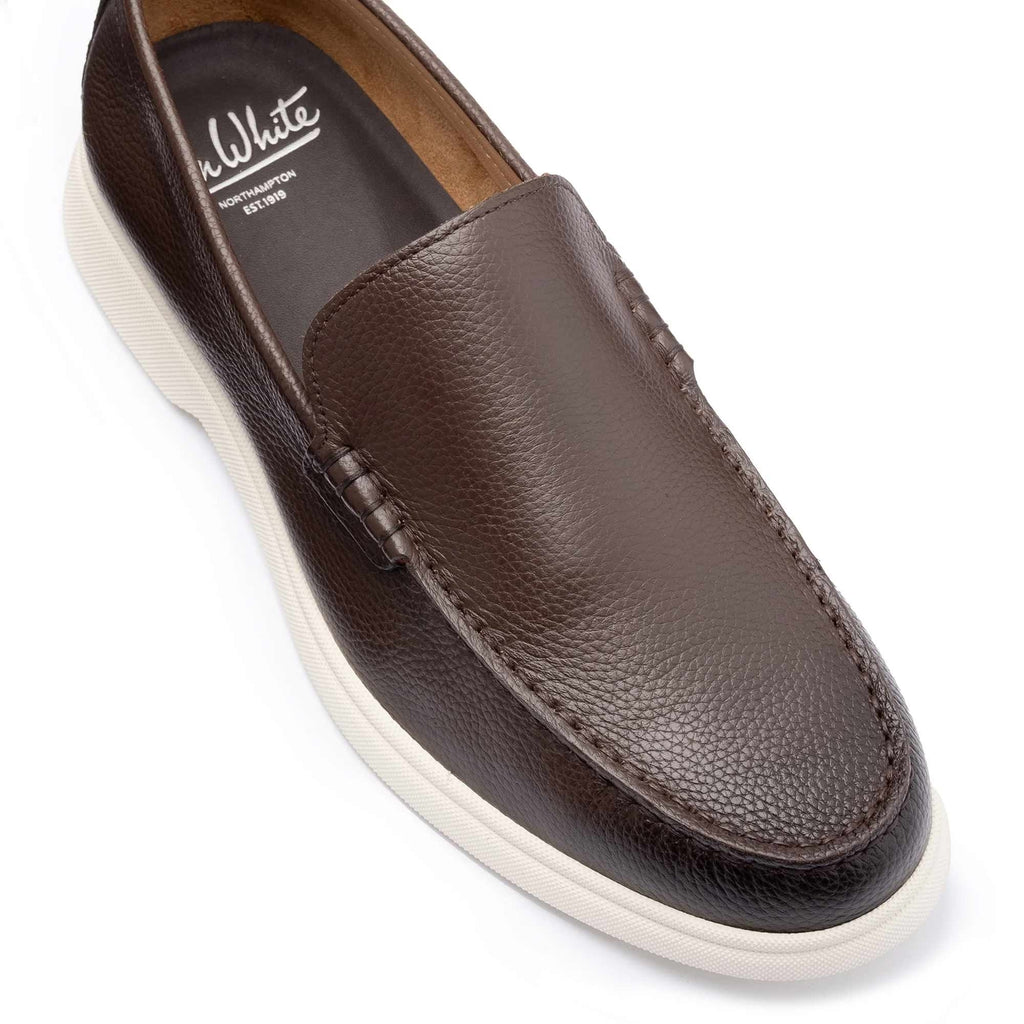 John White Ethan Plain Tumbled Grain Loafer - Brown