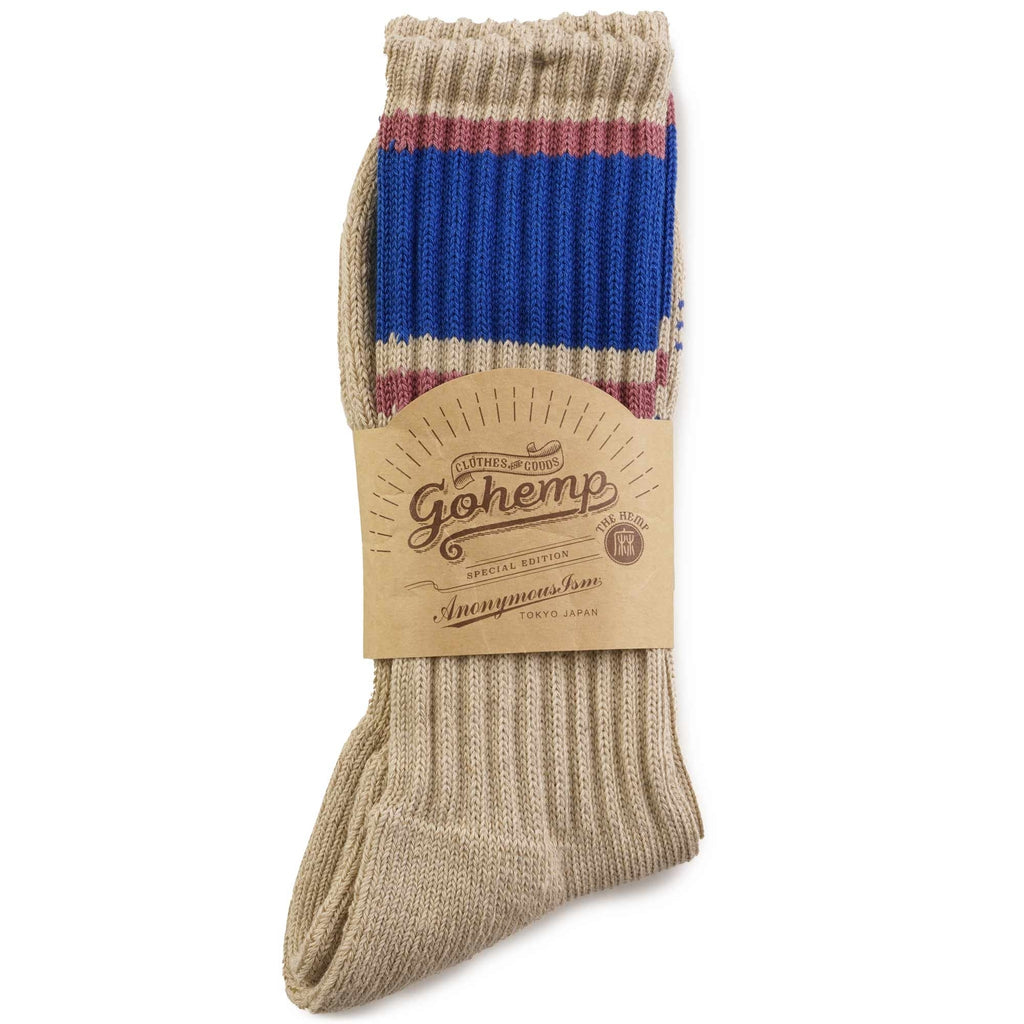 Anonymous Ism GOHEMP Random Line Pile Crew Socks - Purple Stripe