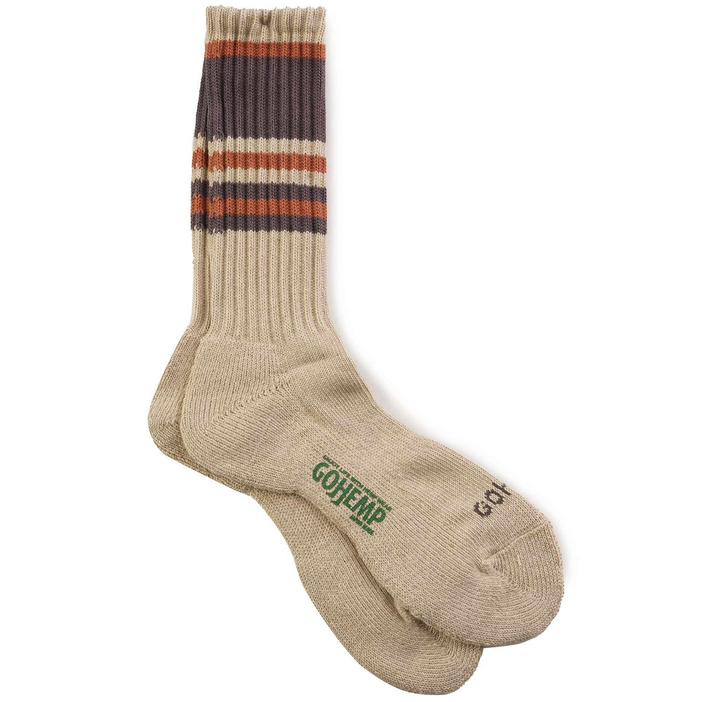 Anonymous Ism GOHEMP Random Line Pile Crew Socks - Grey Stripe