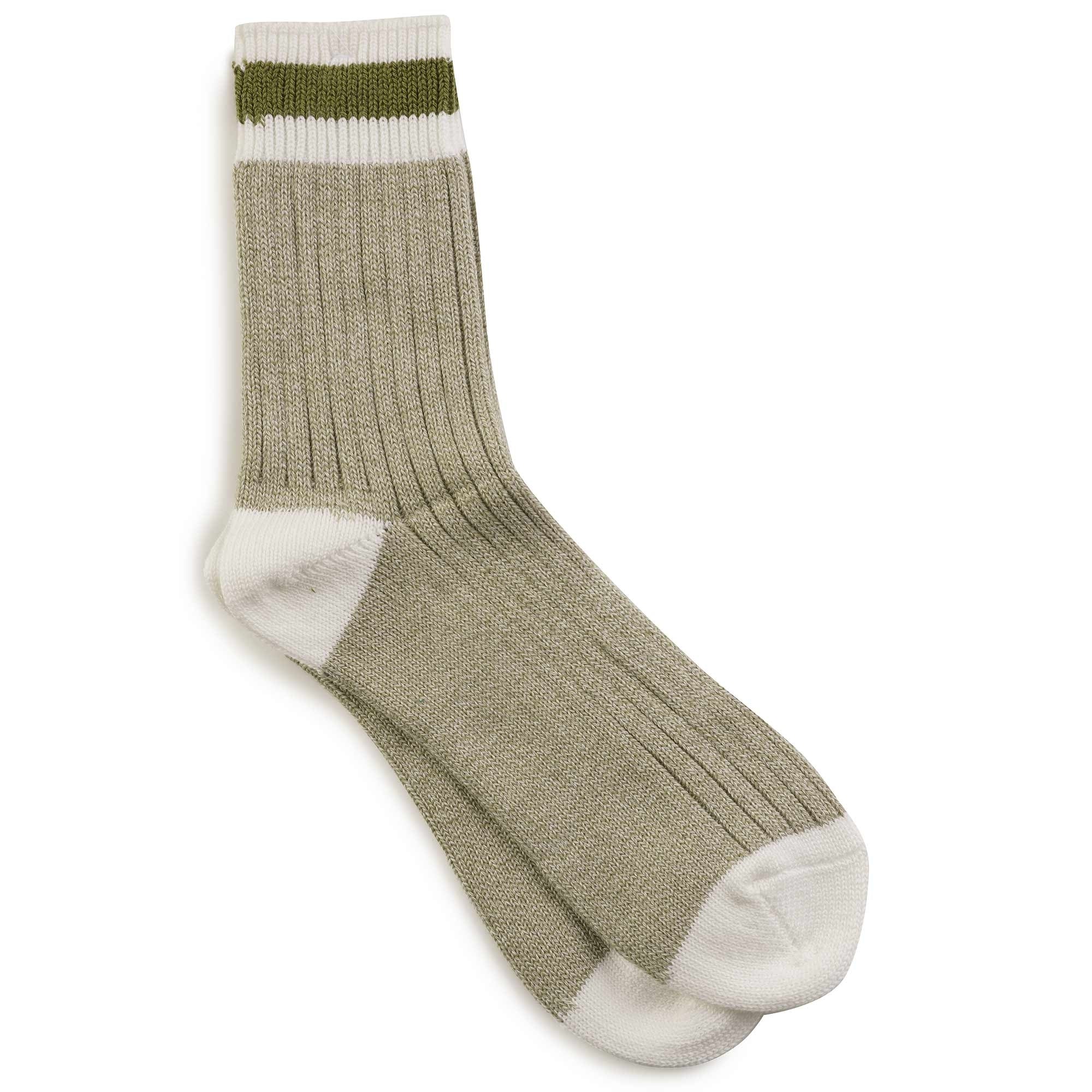 Tuck Cuff Stripes Crew Socks - Army
