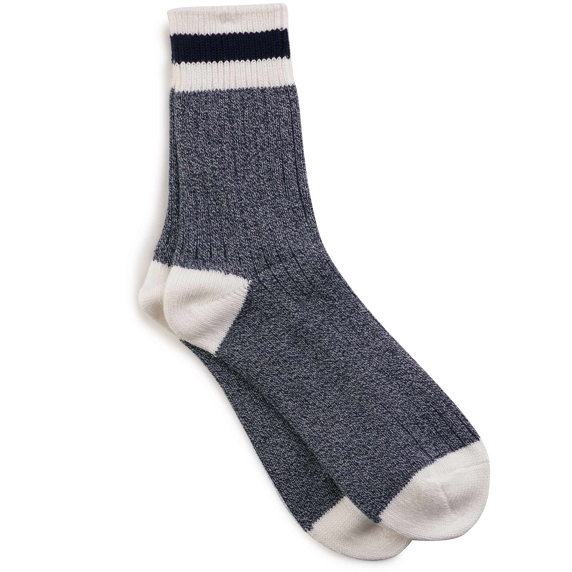 Anonymous Ism Tuck Cuff Stripes Crew Socks - Navy