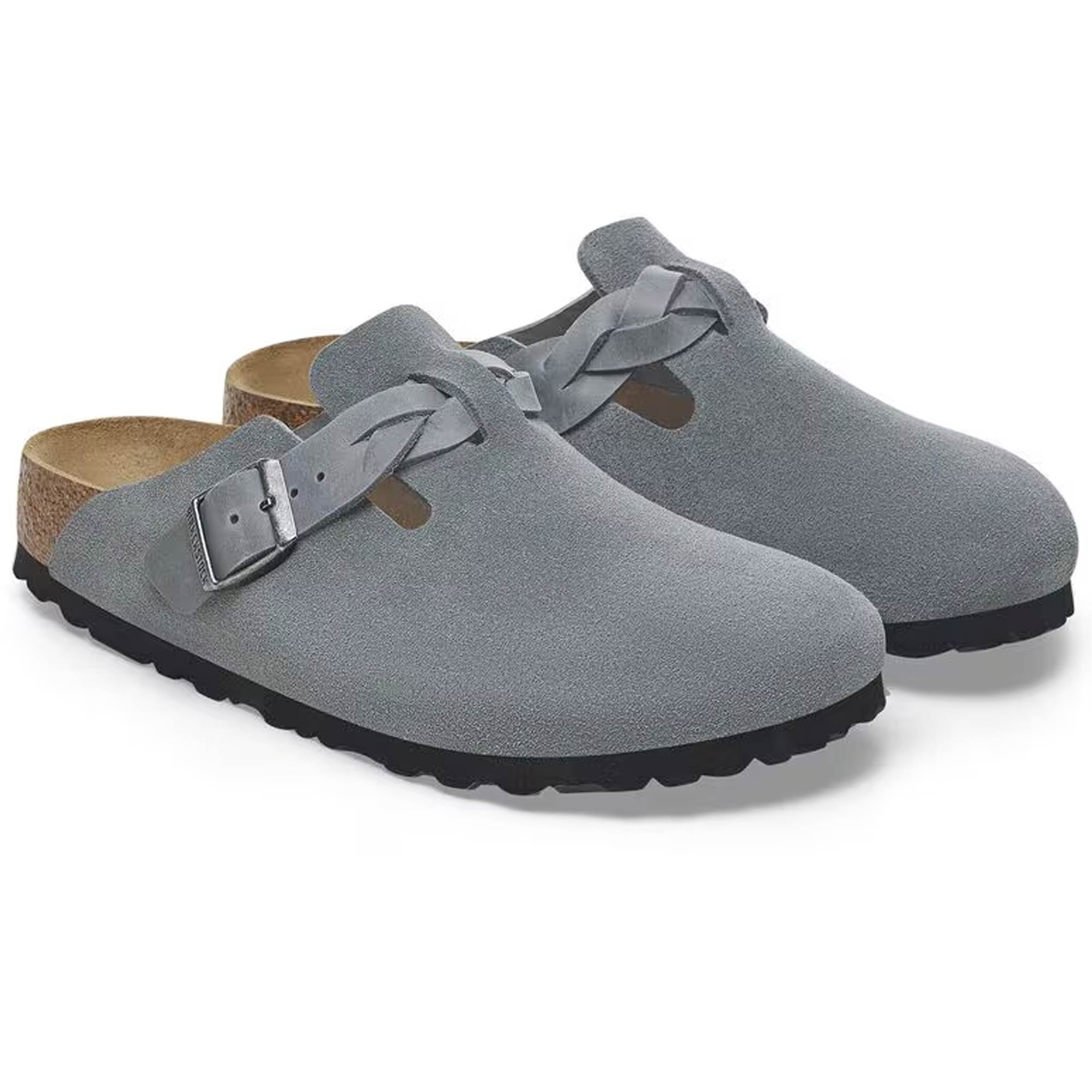 Birkenstock Boston Braided Suede Leather - Basalt Gray