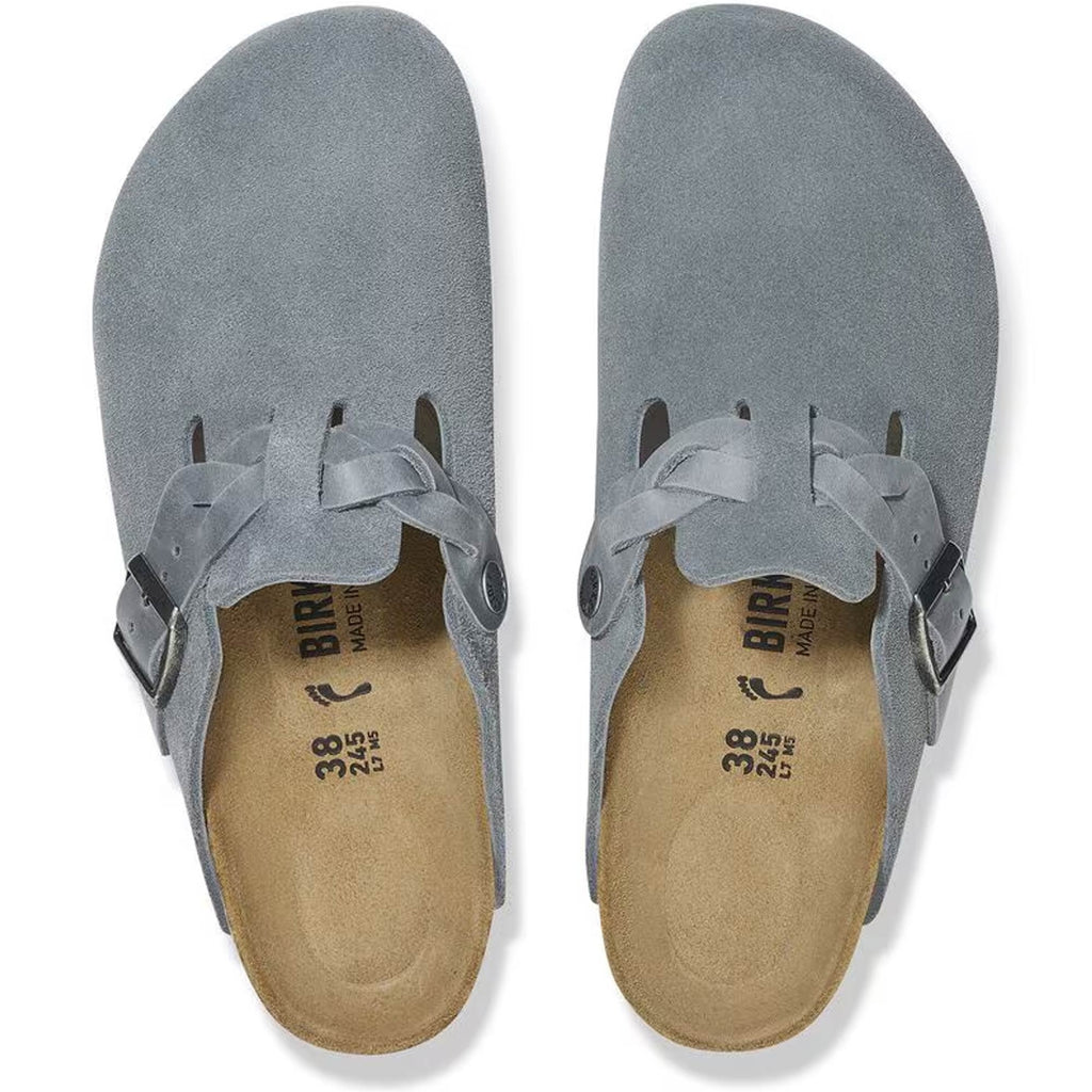 Birkenstock Boston Braided Suede Leather - Basalt Gray