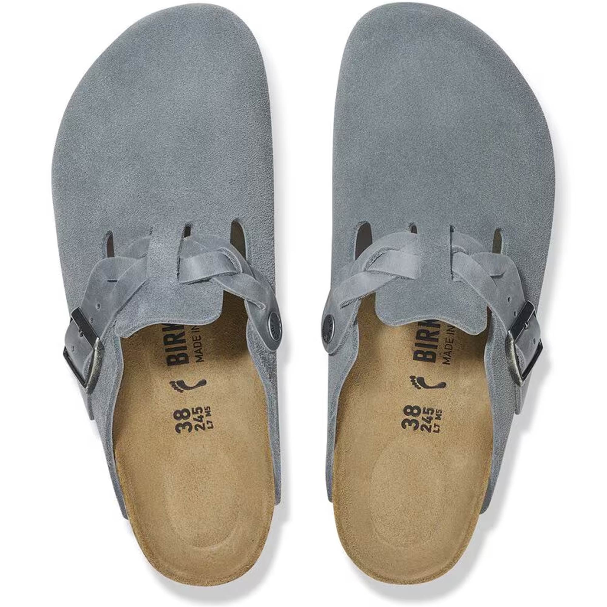Birkenstock Boston Braided Suede Leather - Basalt Gray