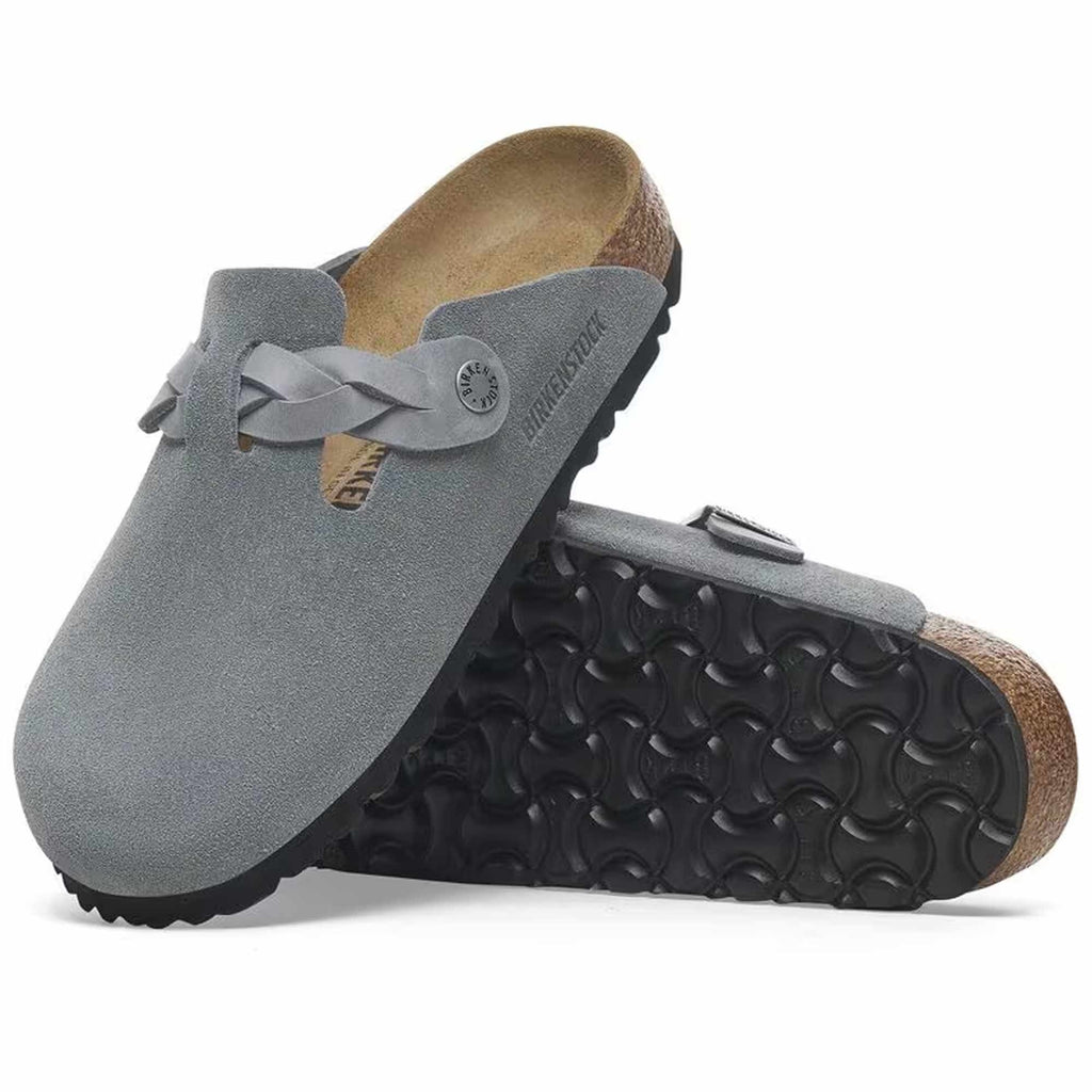Birkenstock Boston Braided Suede Leather - Basalt Gray