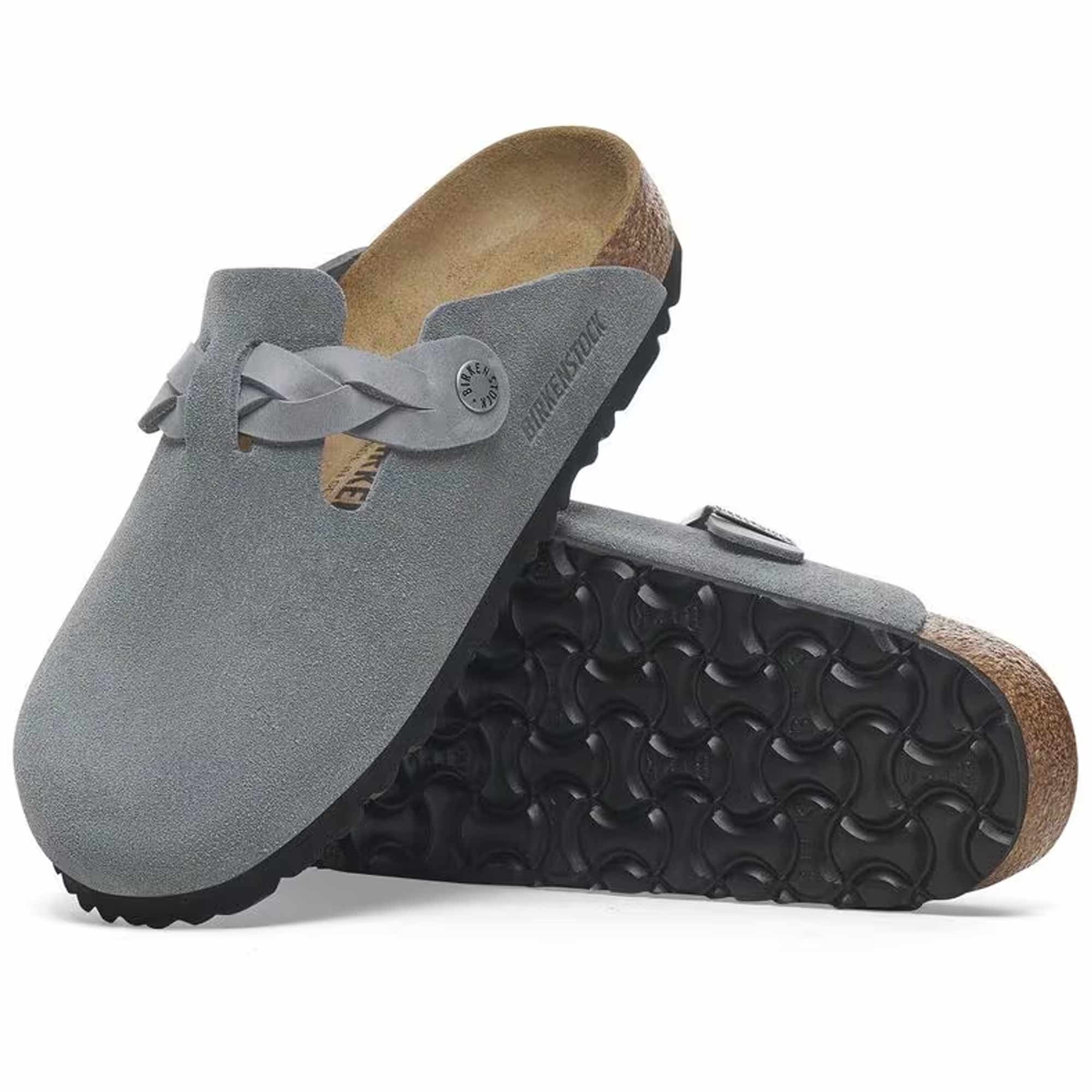 Birkenstock Boston Braided Suede Leather - Basalt Gray