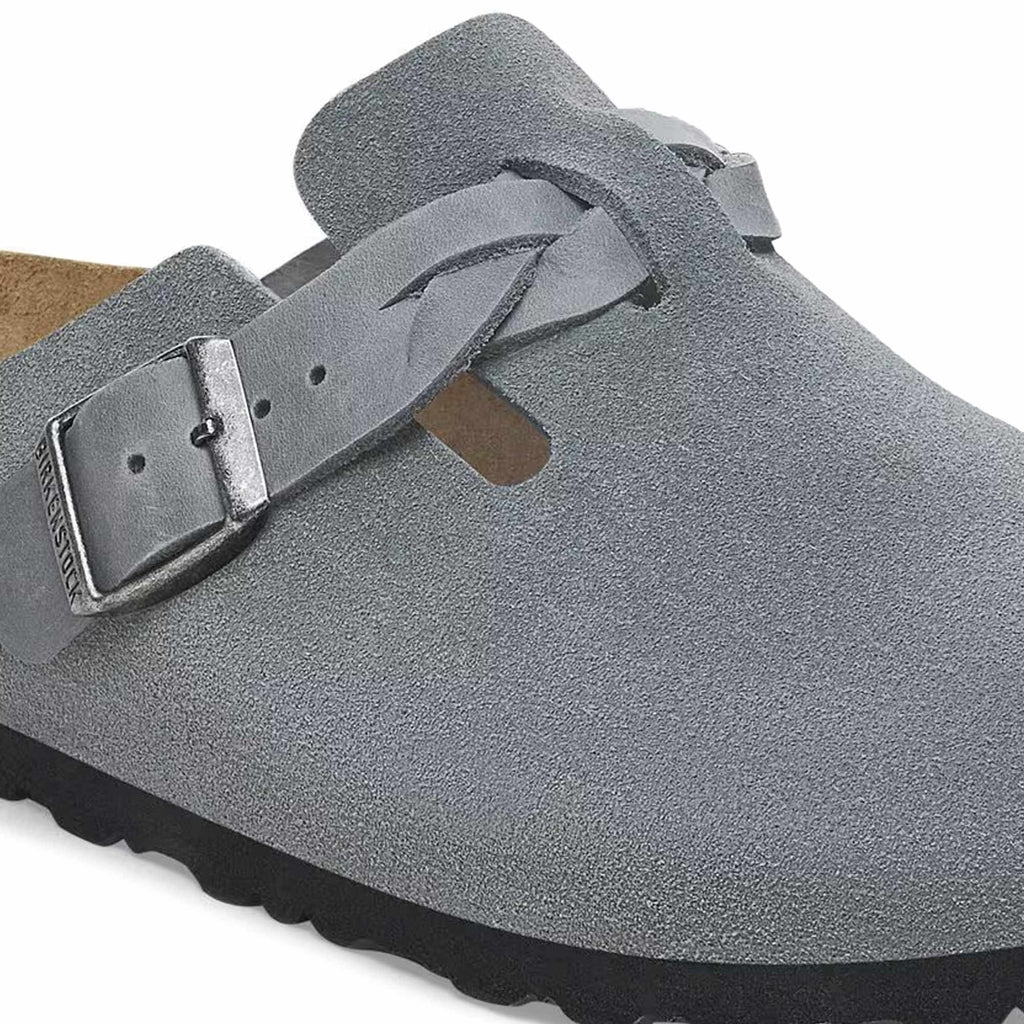 Birkenstock Boston Braided Suede Leather - Basalt Gray