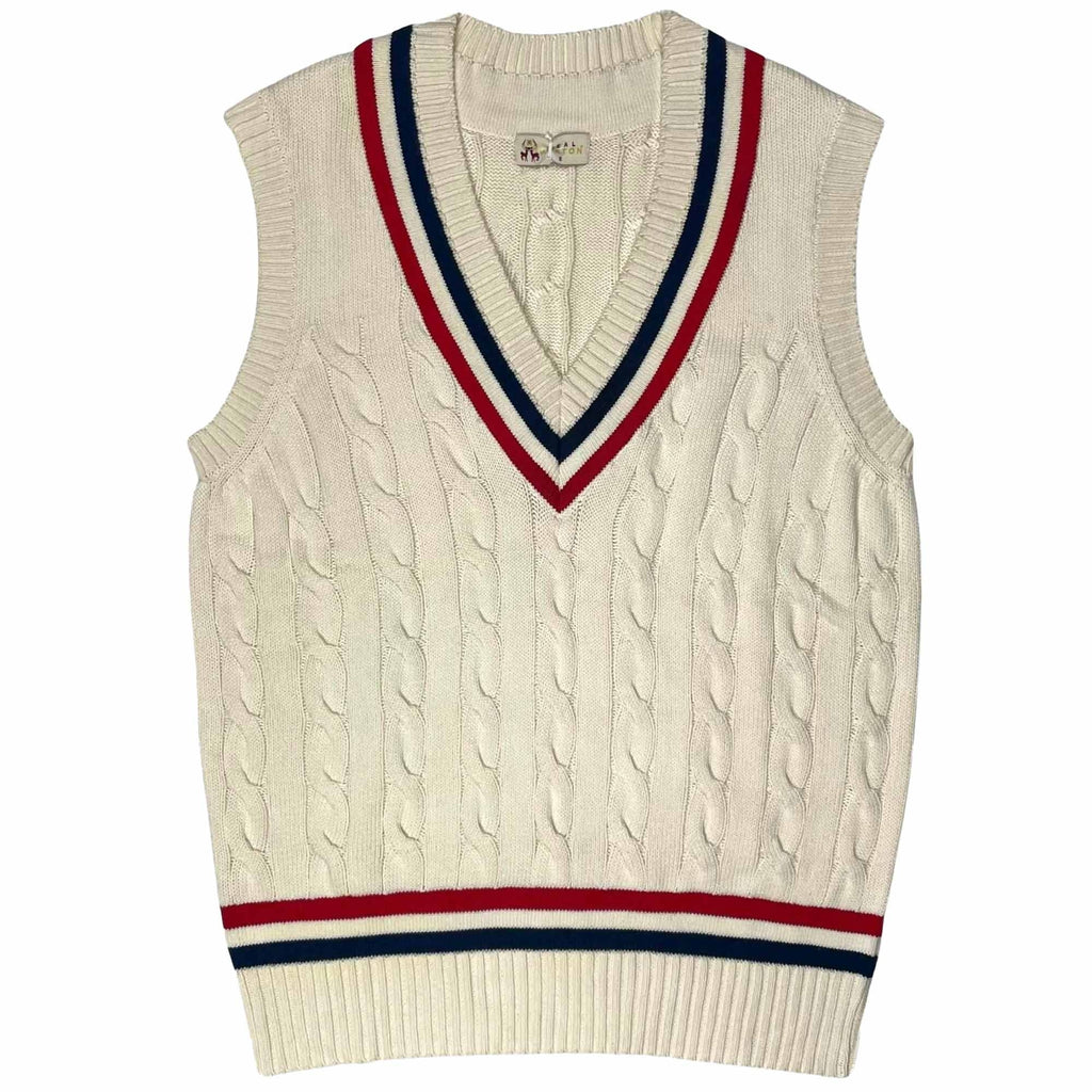 Real Hoxton British NRW Cricket Vest - Off White