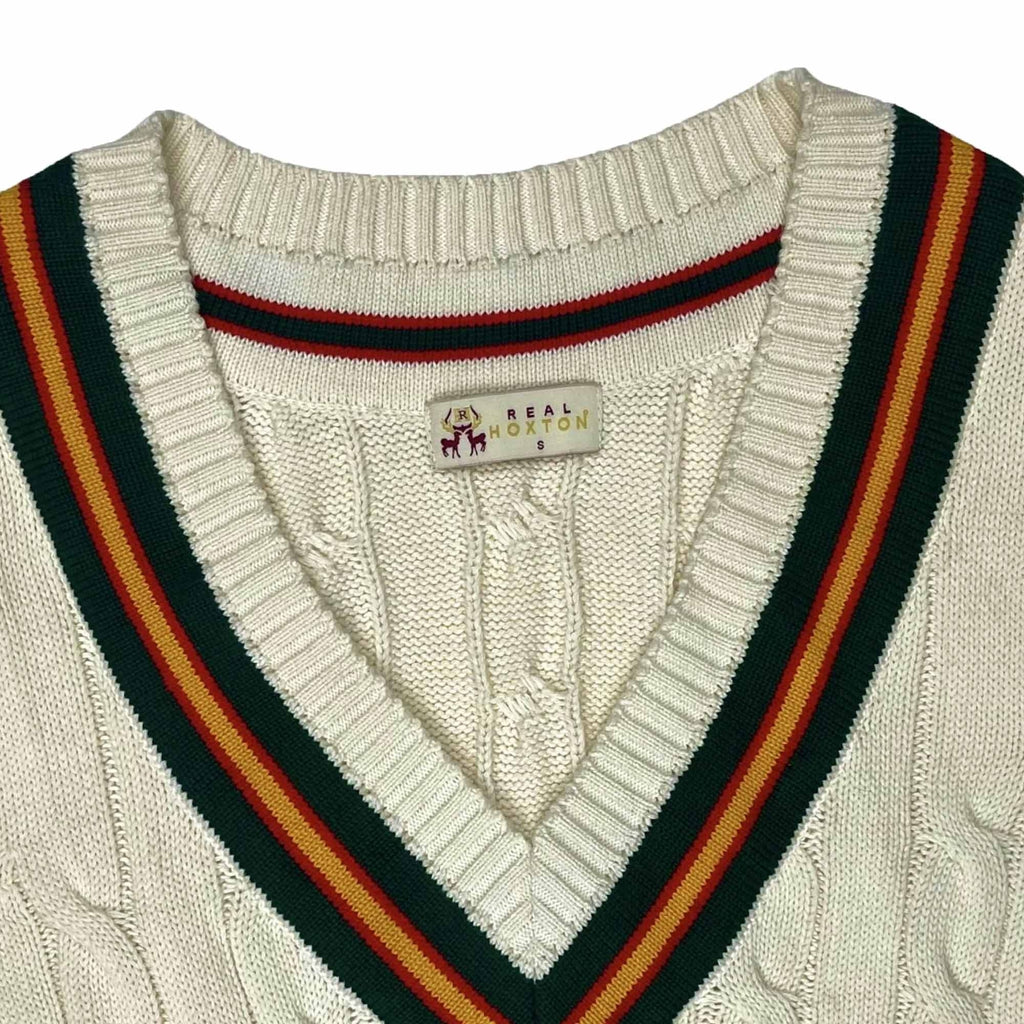 Real Hoxton Vintage Cricket Vest - Green Red Yellow