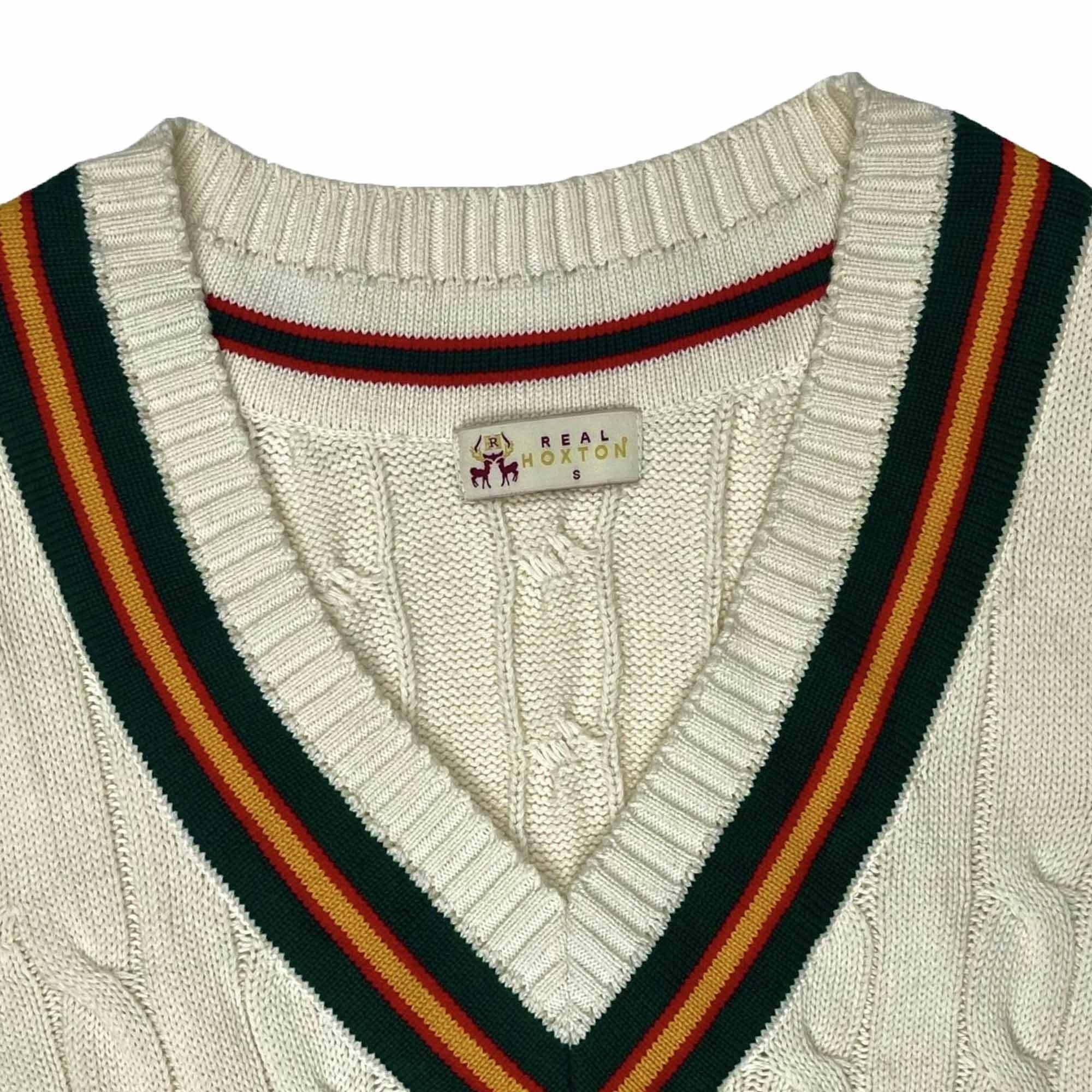 Real Hoxton Vintage Cricket Vest - Green Red Yellow