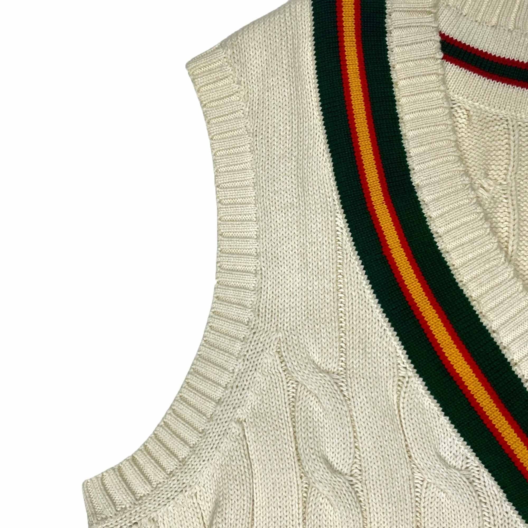 Real Hoxton Vintage Cricket Vest - Green Red Yellow