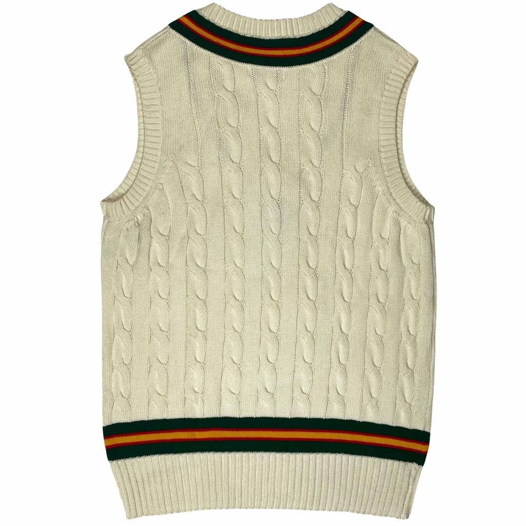 Real Hoxton Vintage Cricket Vest - Green Red Yellow