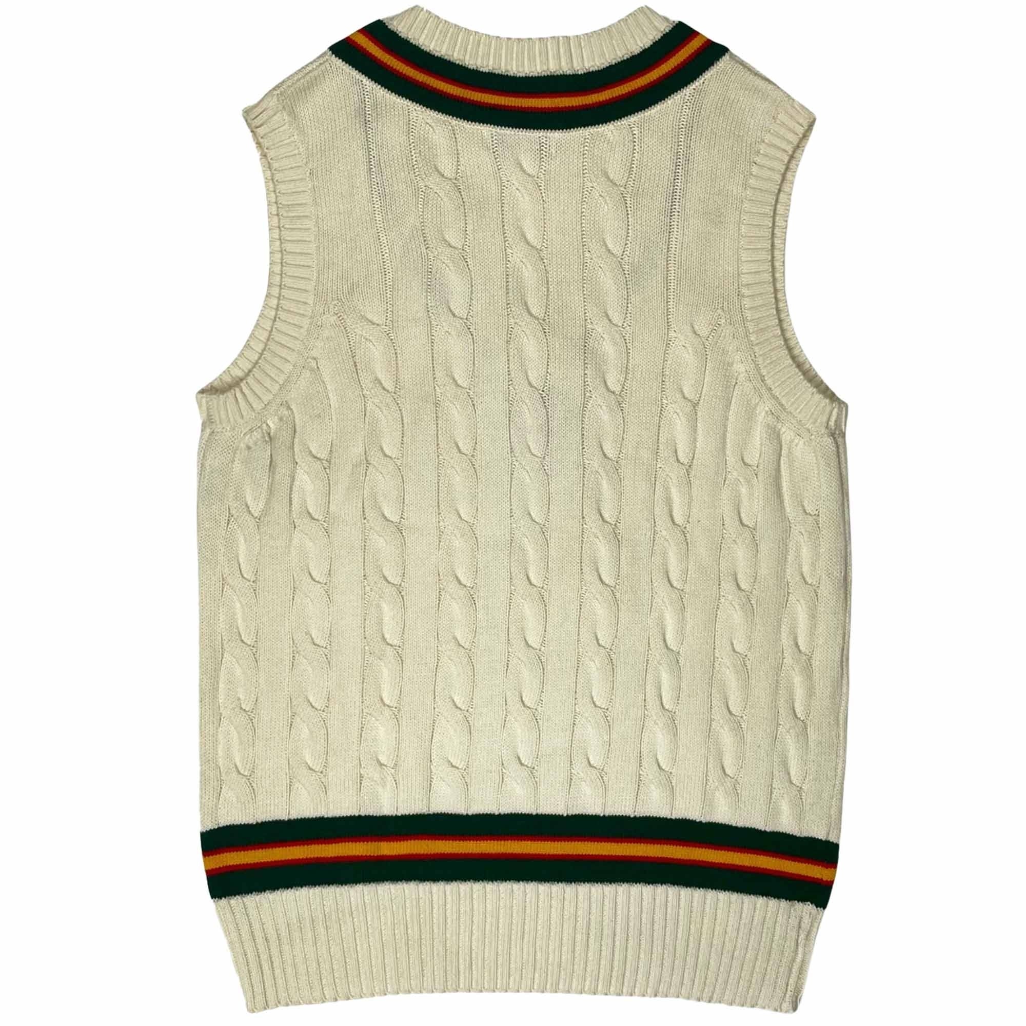 Real Hoxton Vintage Cricket Vest - Green Red Yellow